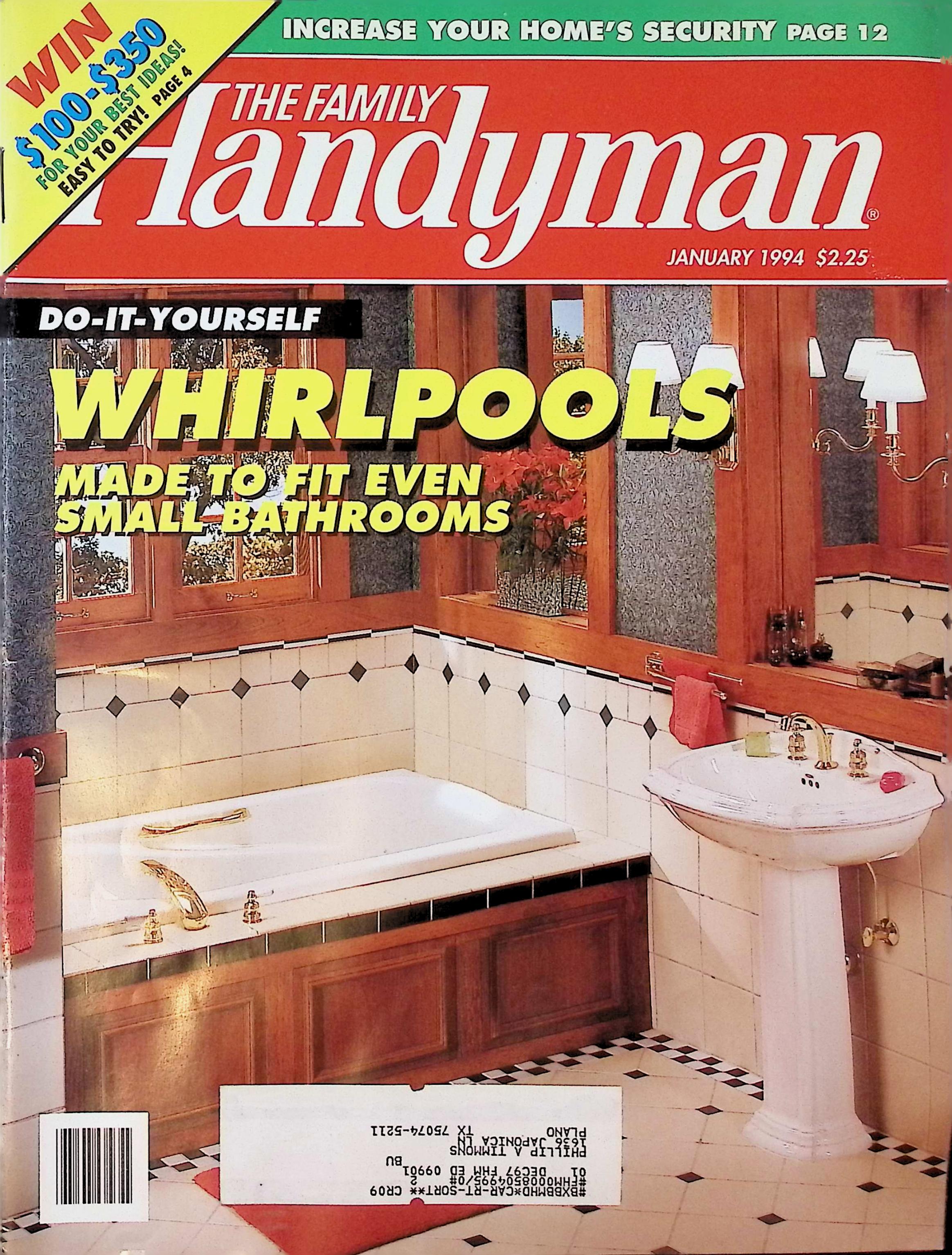 Family Handyman Magazine DIY Whirlpool Jan 1994