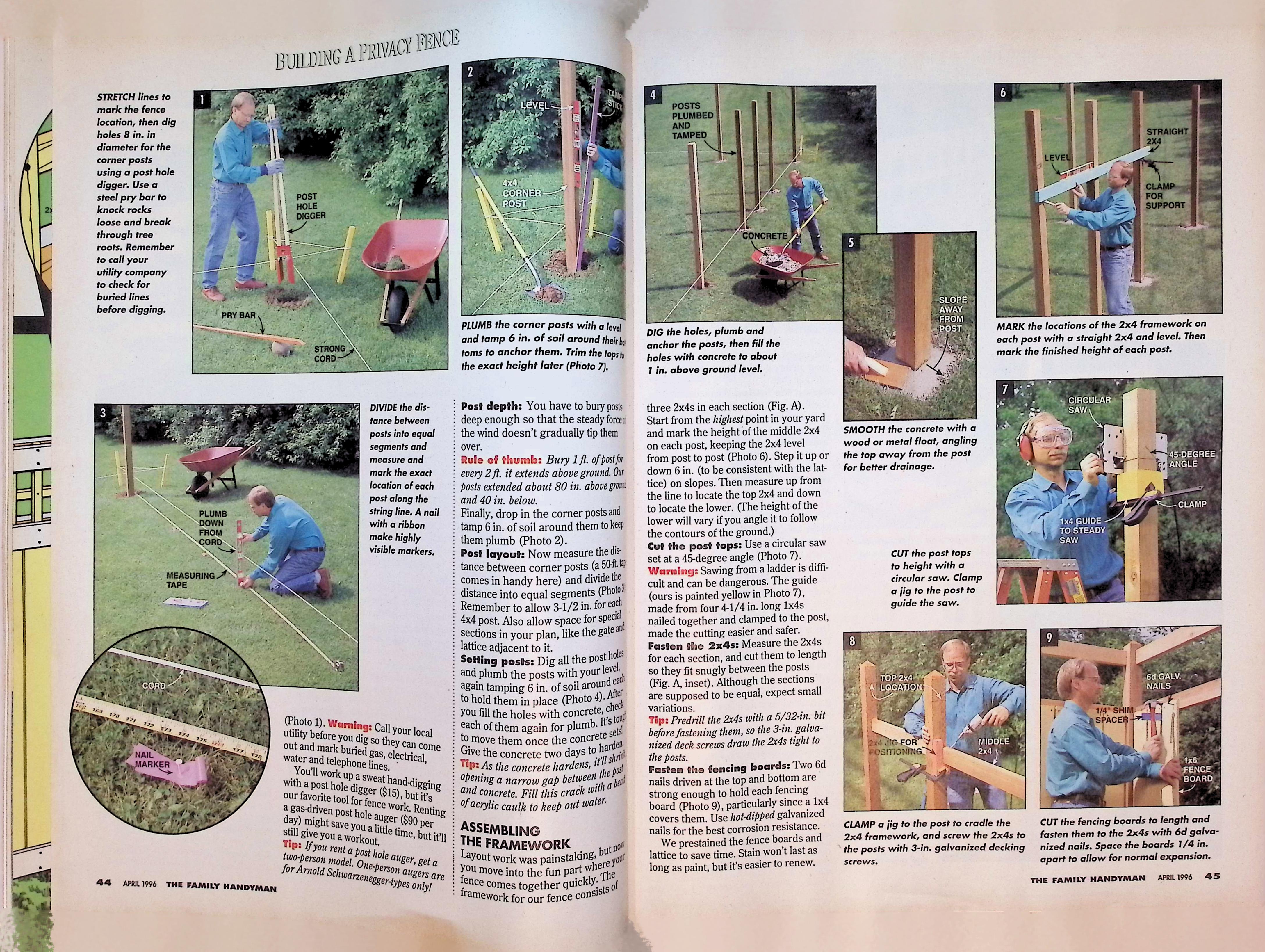 Family Handyman Mag Apr 1996, Building A Fence Cover — image 3