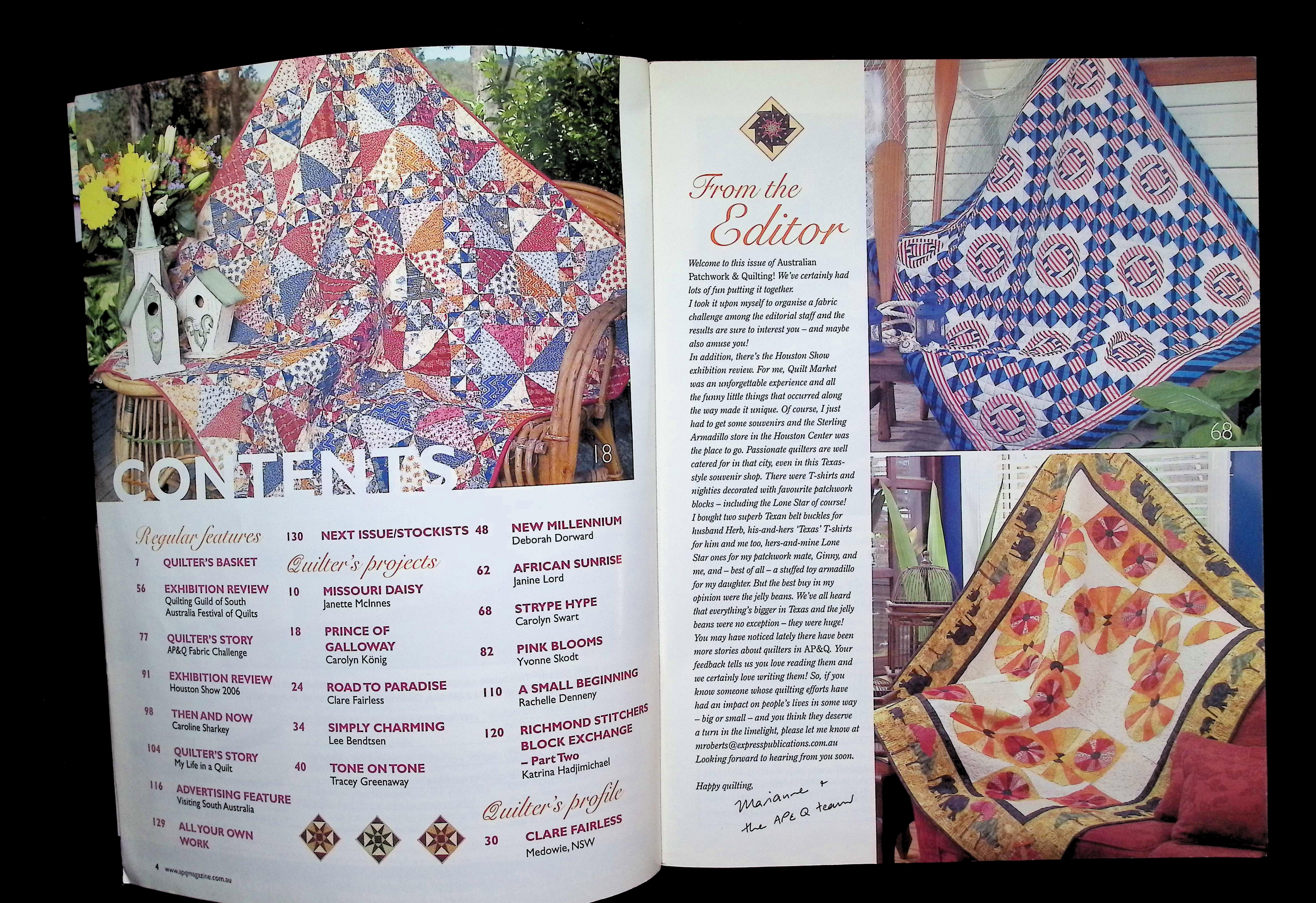 Australian Patchwork & Quilting Vol 15 No 5 featuring a colorful star-pattern quilt display — image 3