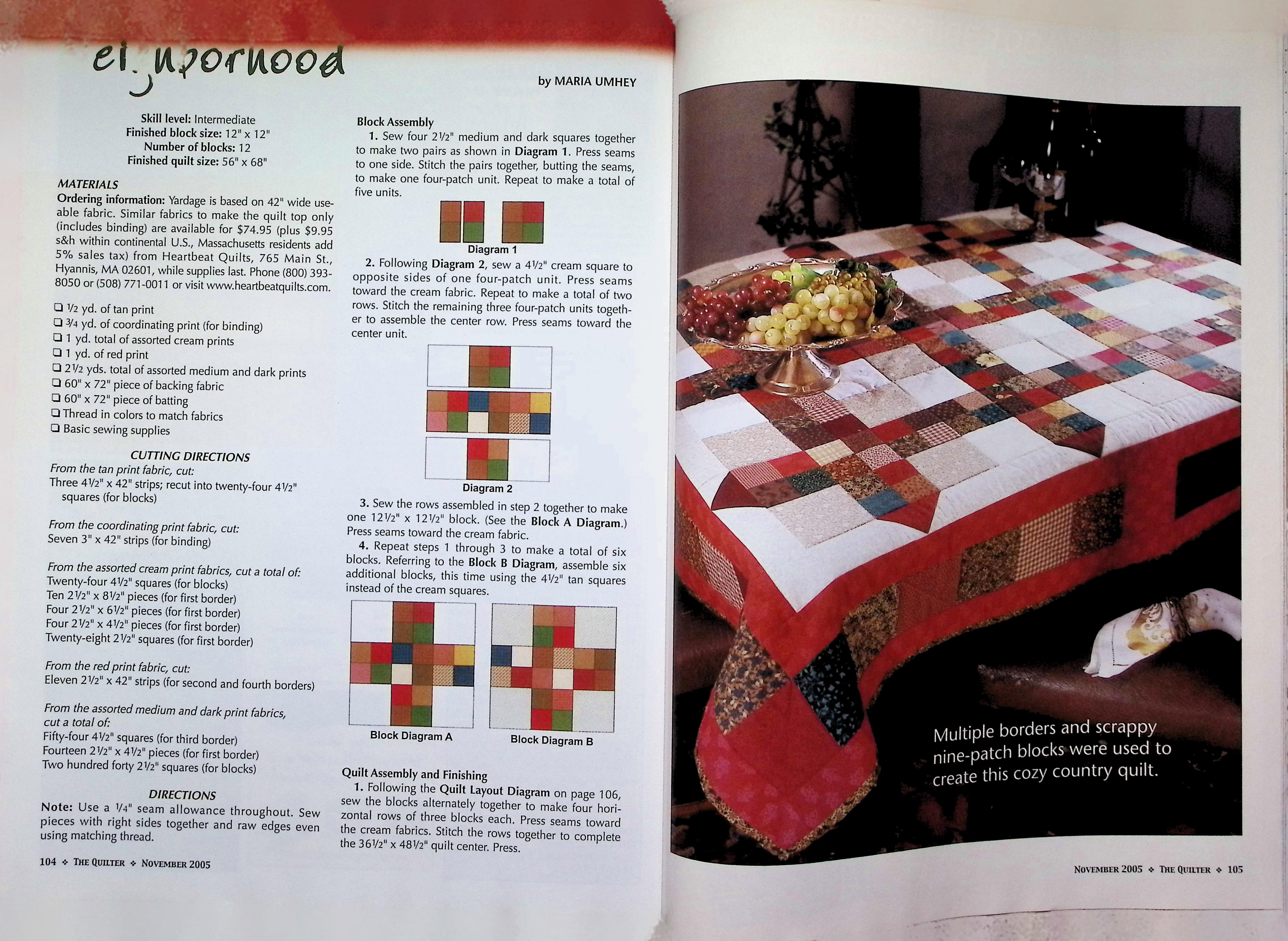 The Quilter Magazine Nov 2005, Patchwork Quilt Cover — image 4