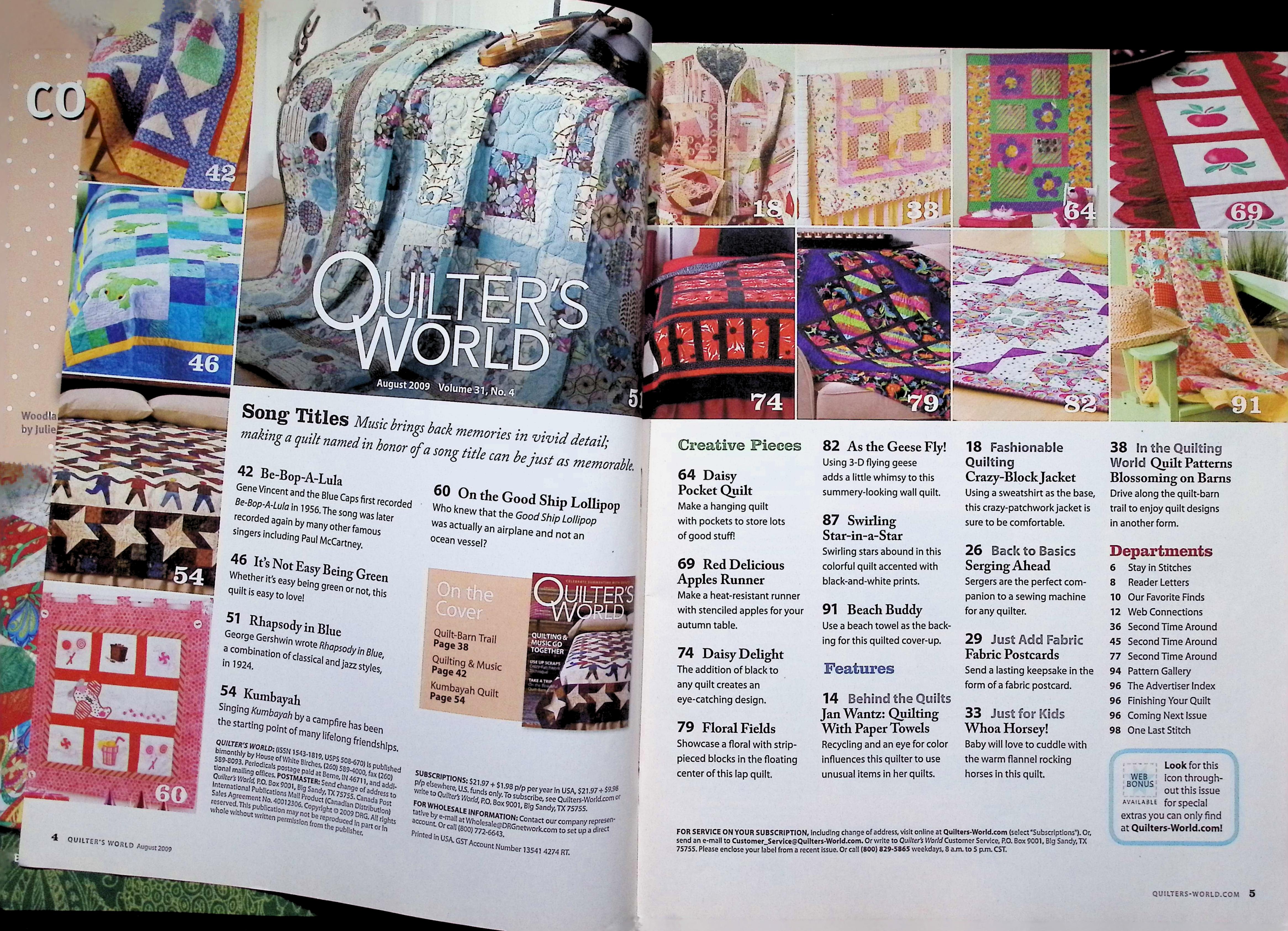 Quilter's World Magazine Summertime Quilt Aug 2009 — image 2