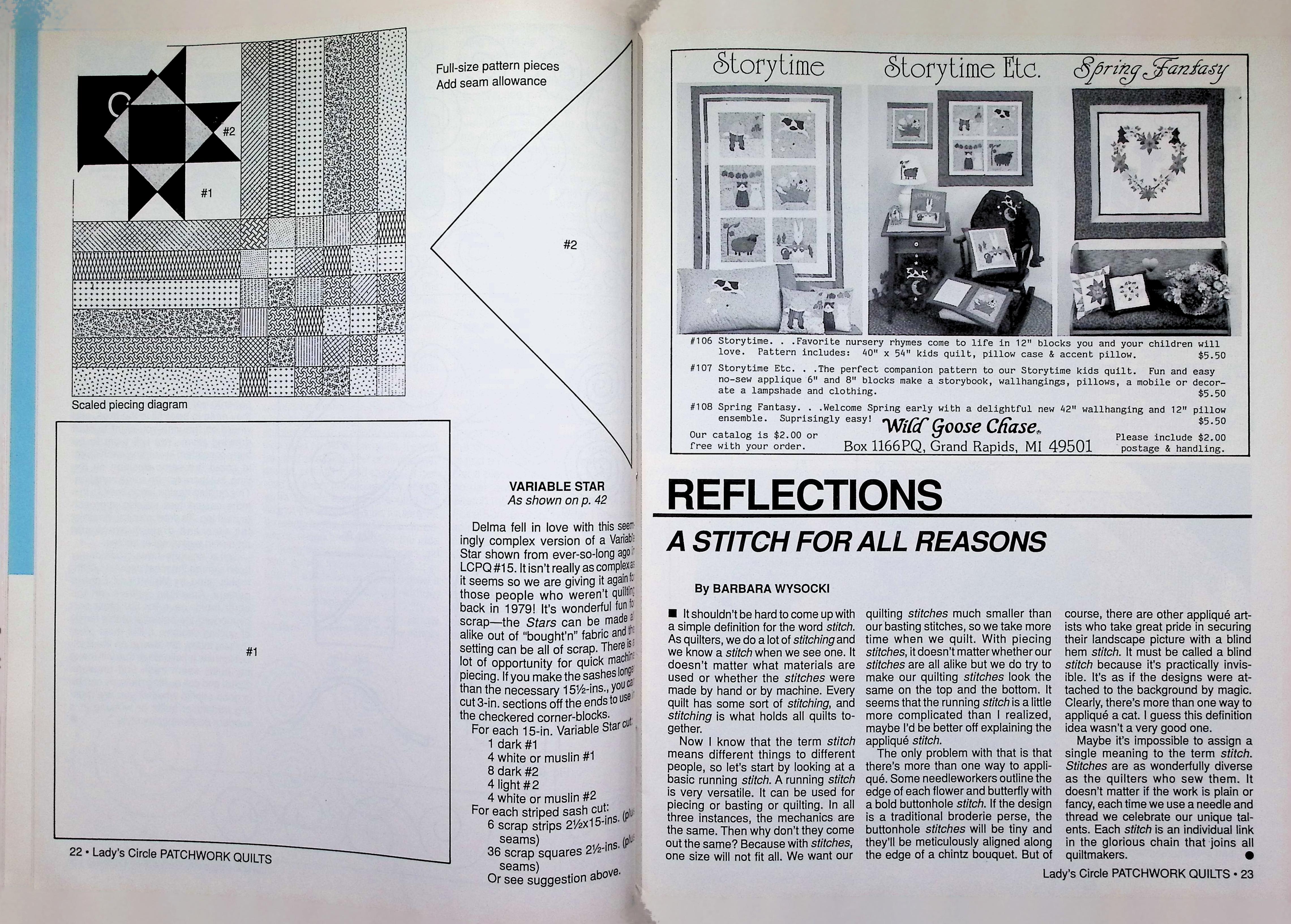 Lady's Circle Patchwork Quilts Mag May 1993 Butterfly Quilt — image 2