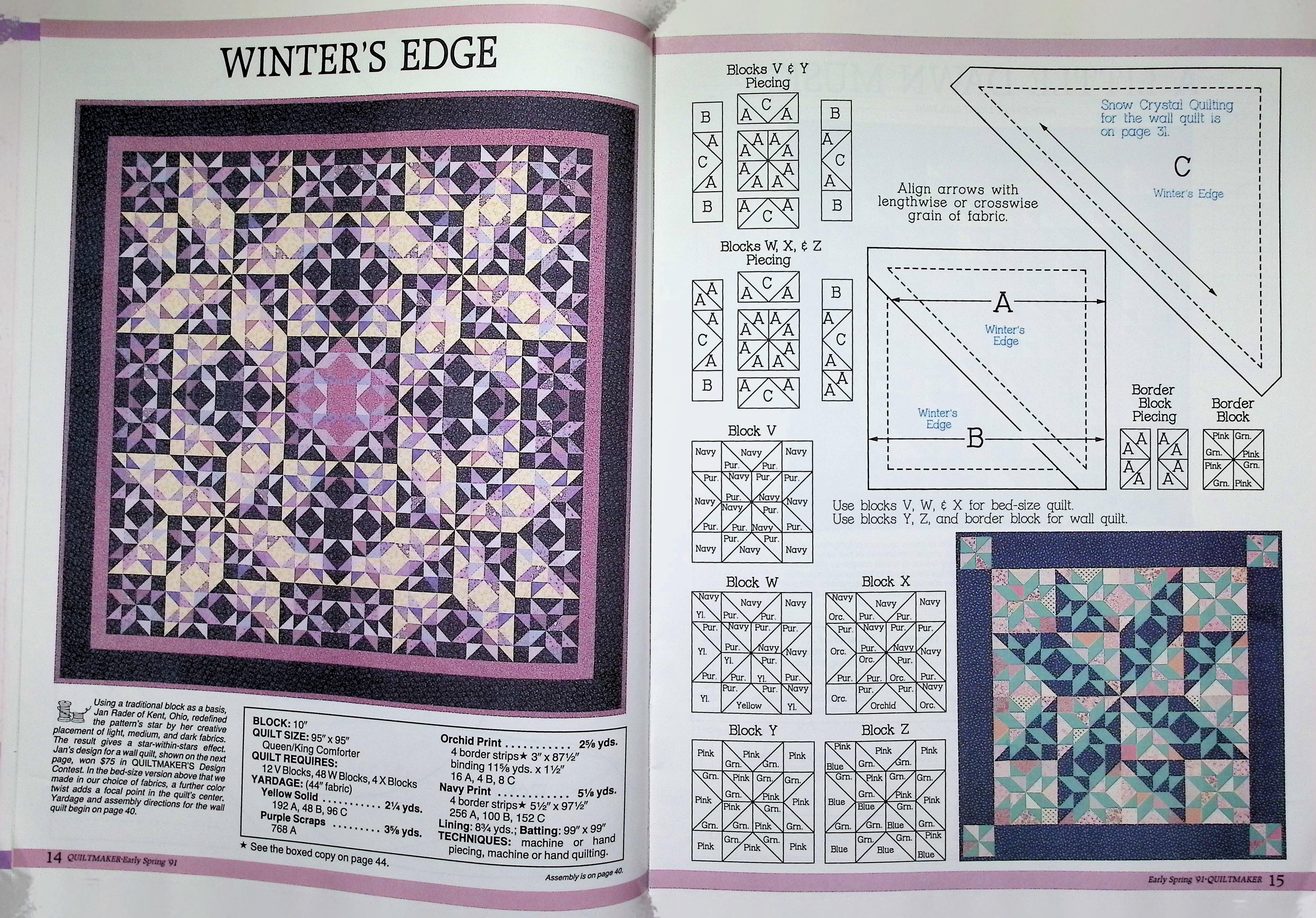 Quiltmaker Magazine No. 22 1991 Star Quilt Cover — image 3