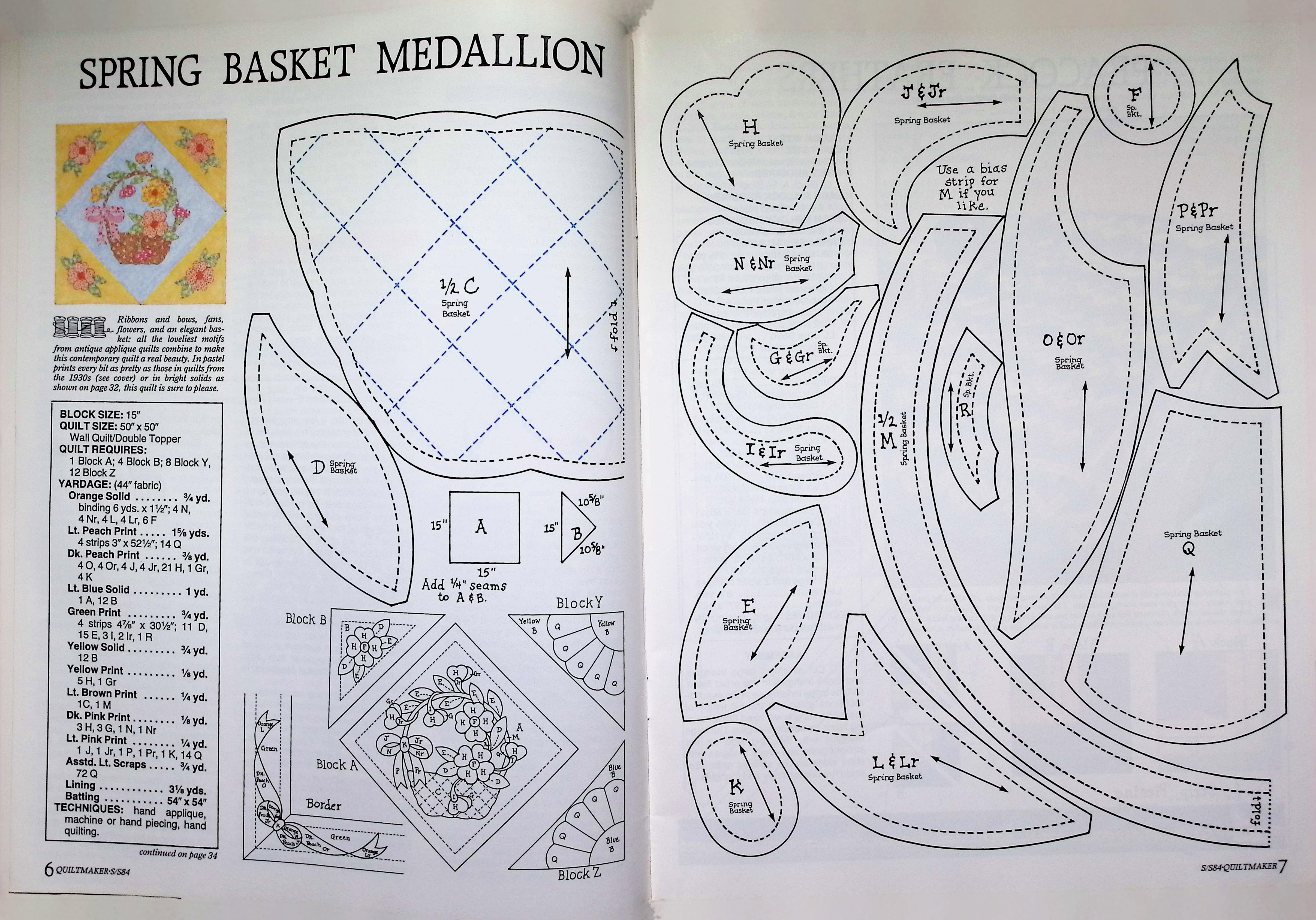 Quiltmaker Magazine Flower Basket Medallion Quilt 1984 — image 3