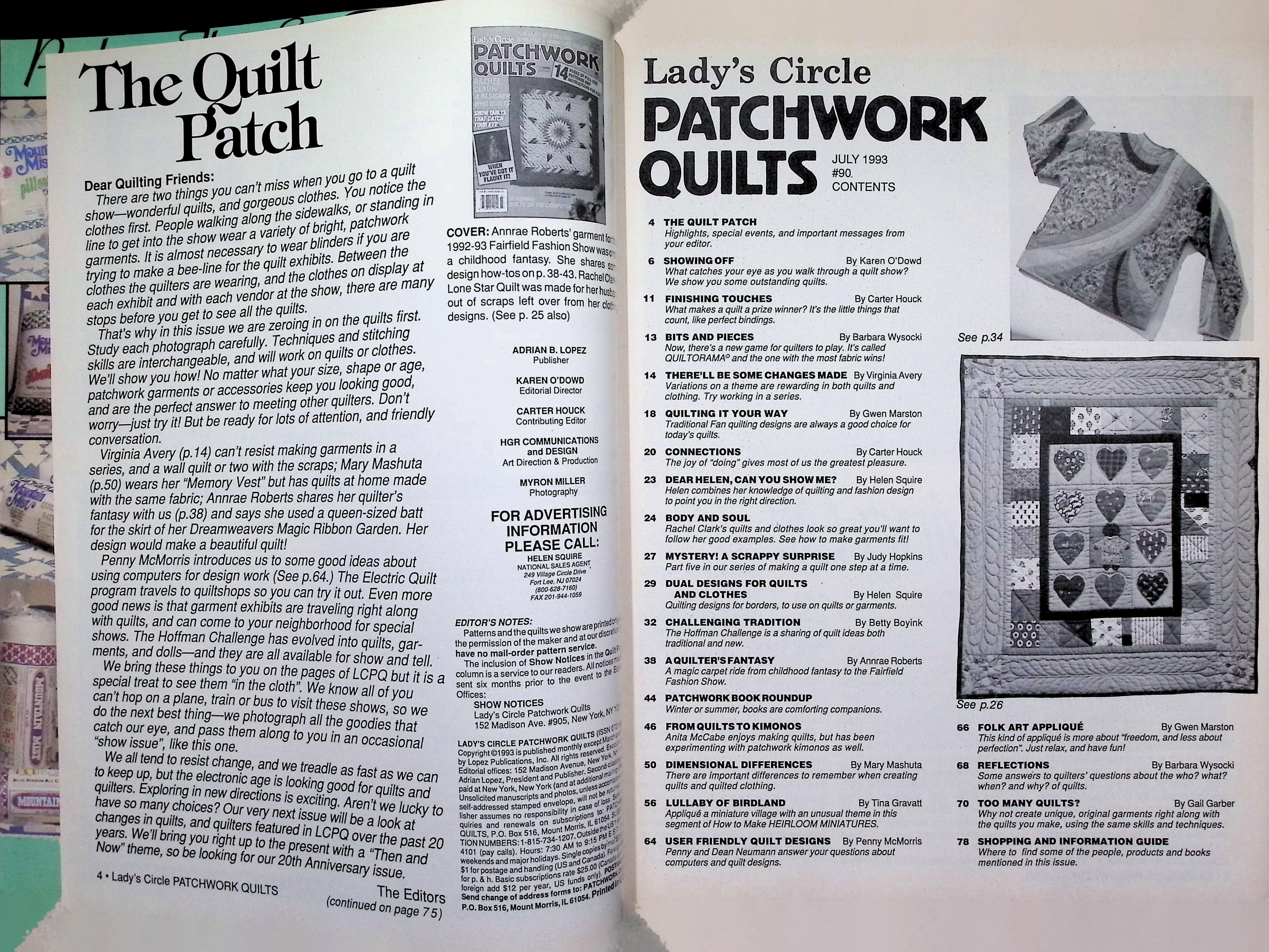 Patchwork Quilts Magazine, July 1993, Rachel Clark Cover — image 2