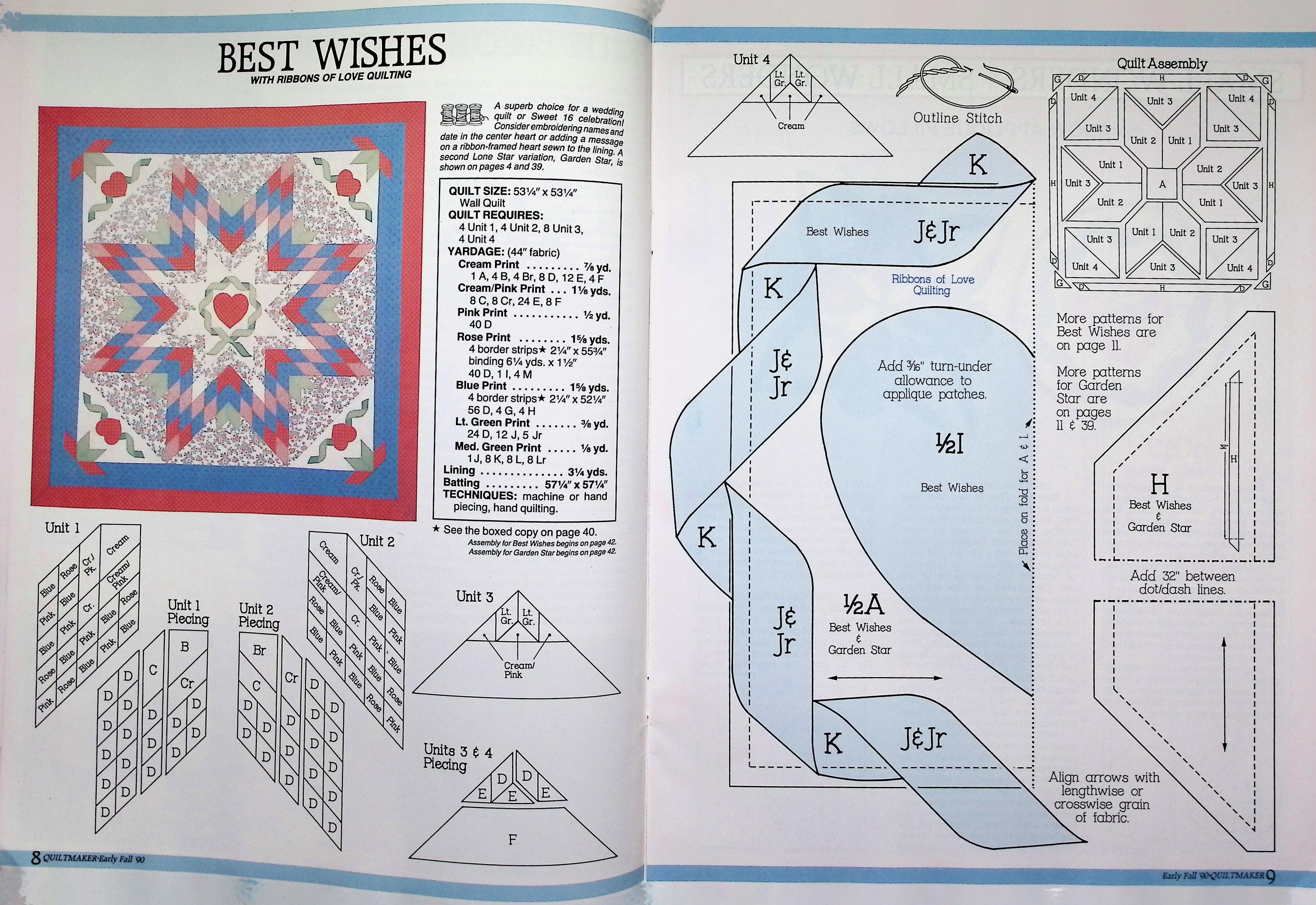 Quiltmaker Magazine Early Fall 1990 Heart Star Quilt — image 3