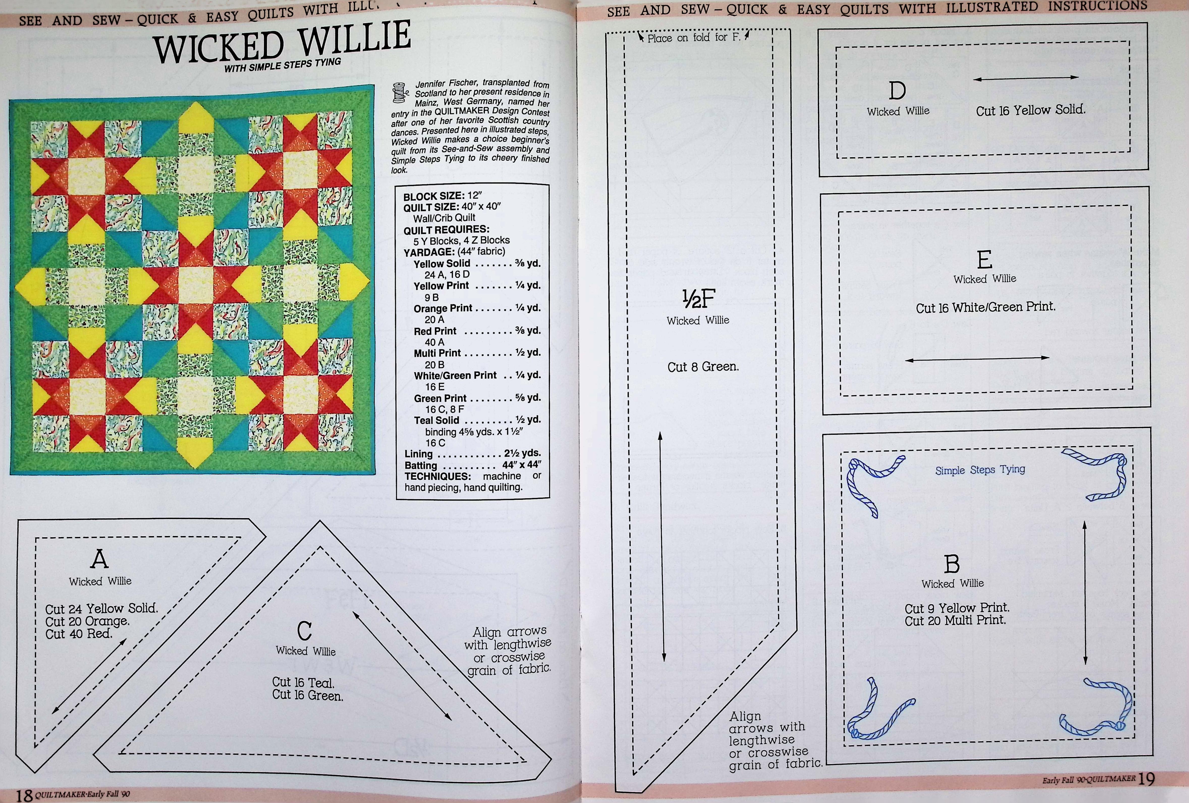 Quiltmaker Magazine Early Fall 1990 Heart Star Quilt — image 4