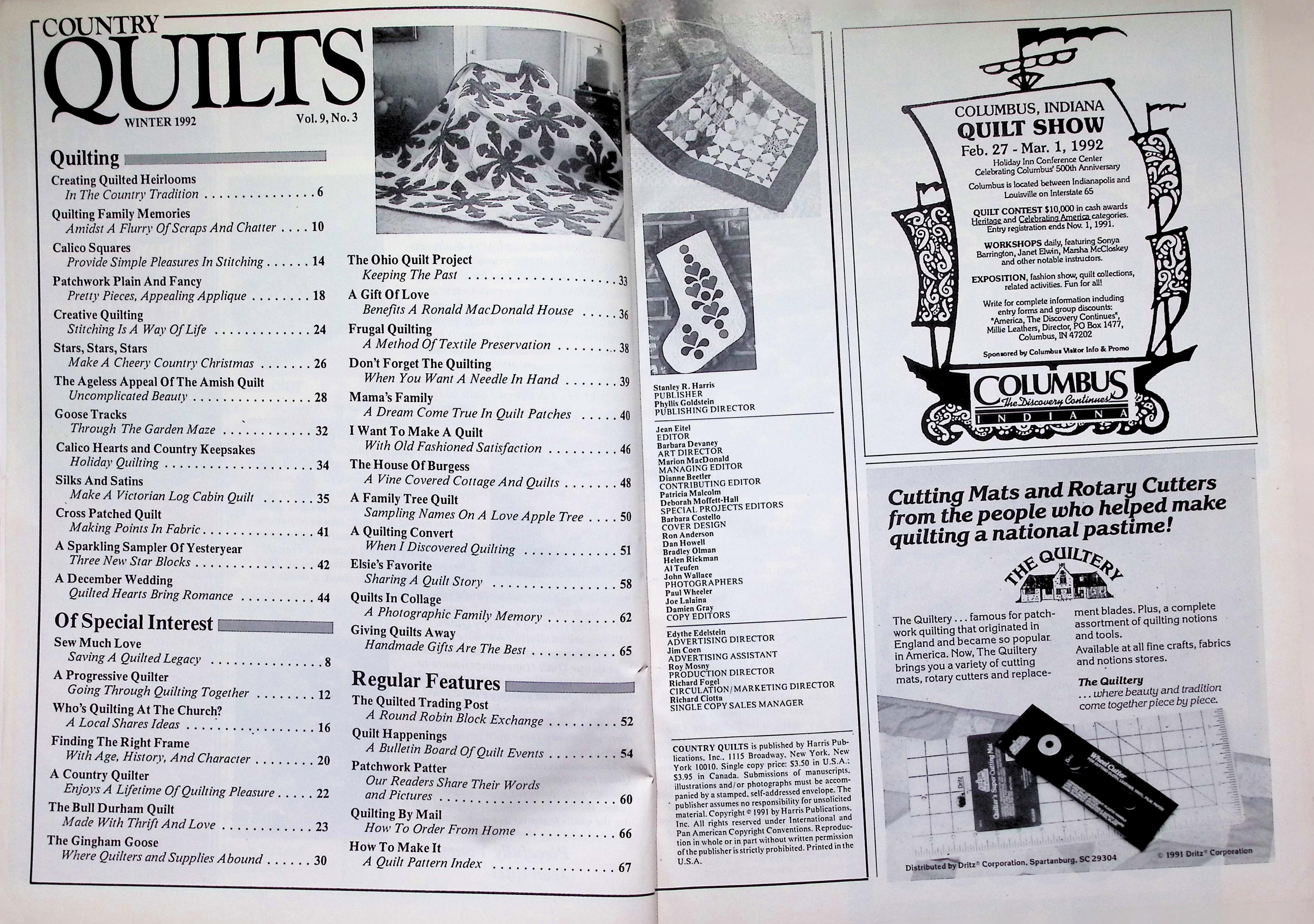 Country Quilts Magazine Ohio Star Quilt Winter 1992 — image 2