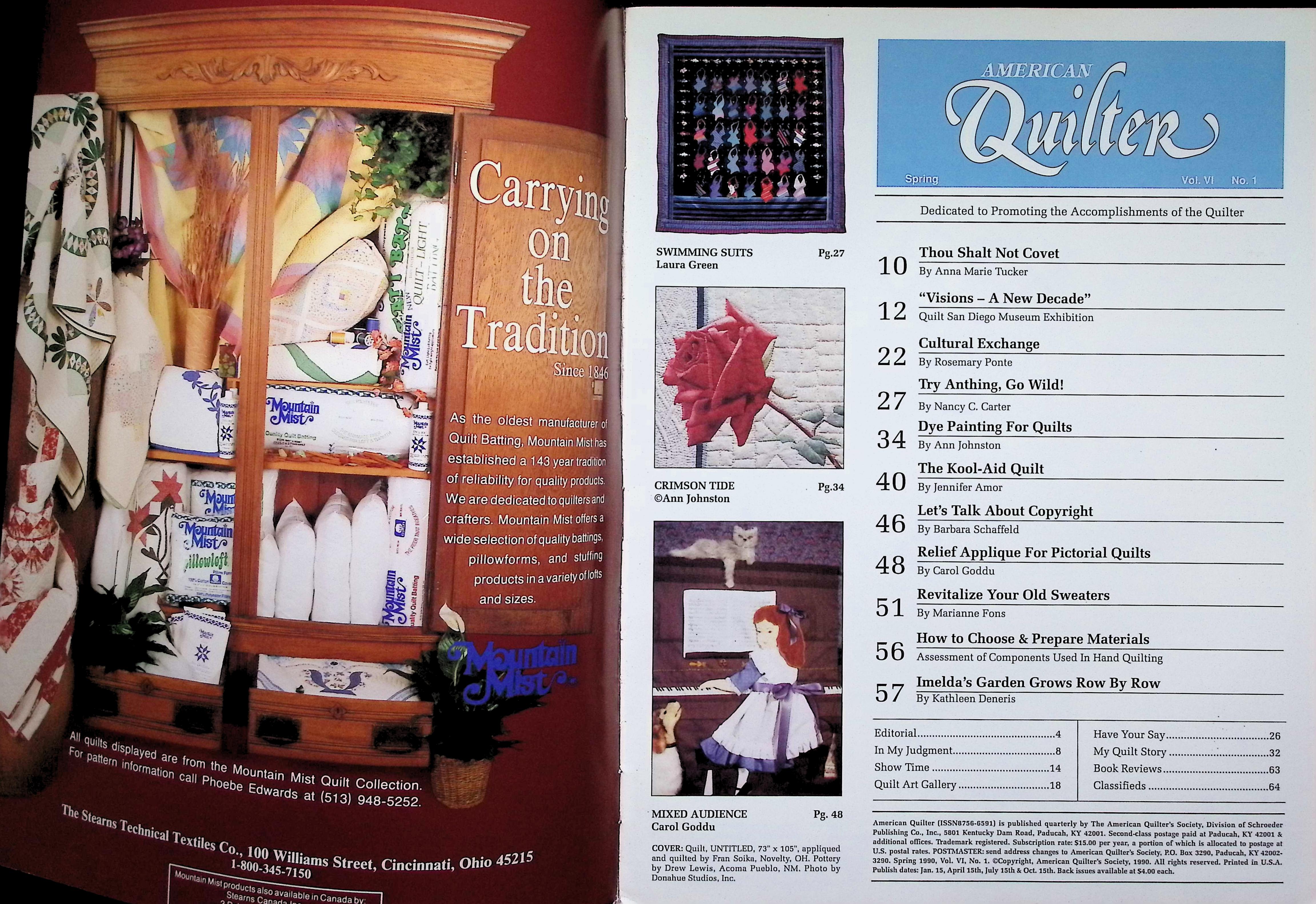 American Quilter Mag Spring 1990 Southwestern Quilt Cover — image 2