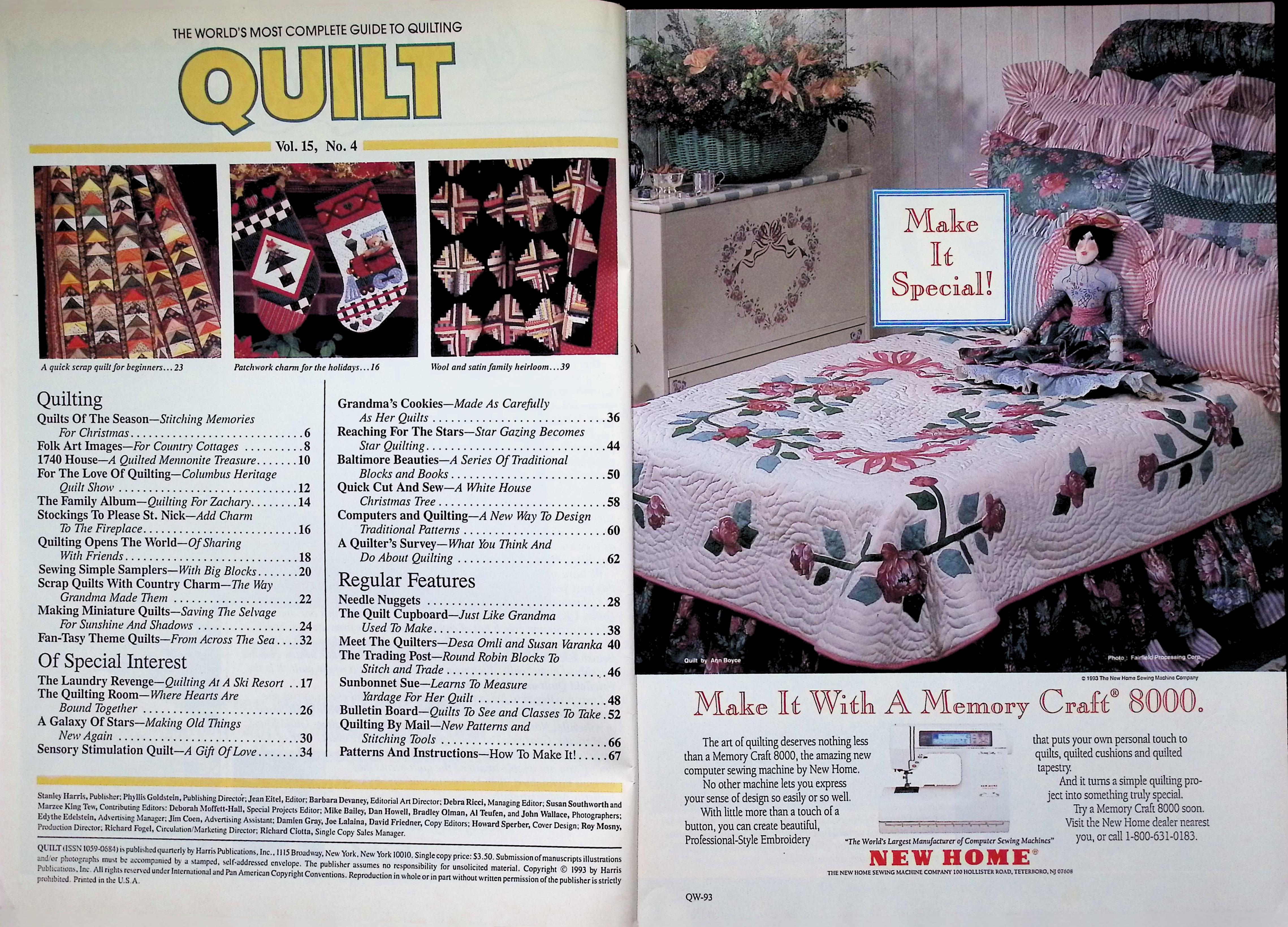 Quilt Magazine Floral Applique Cover Winter 1993 — image 2