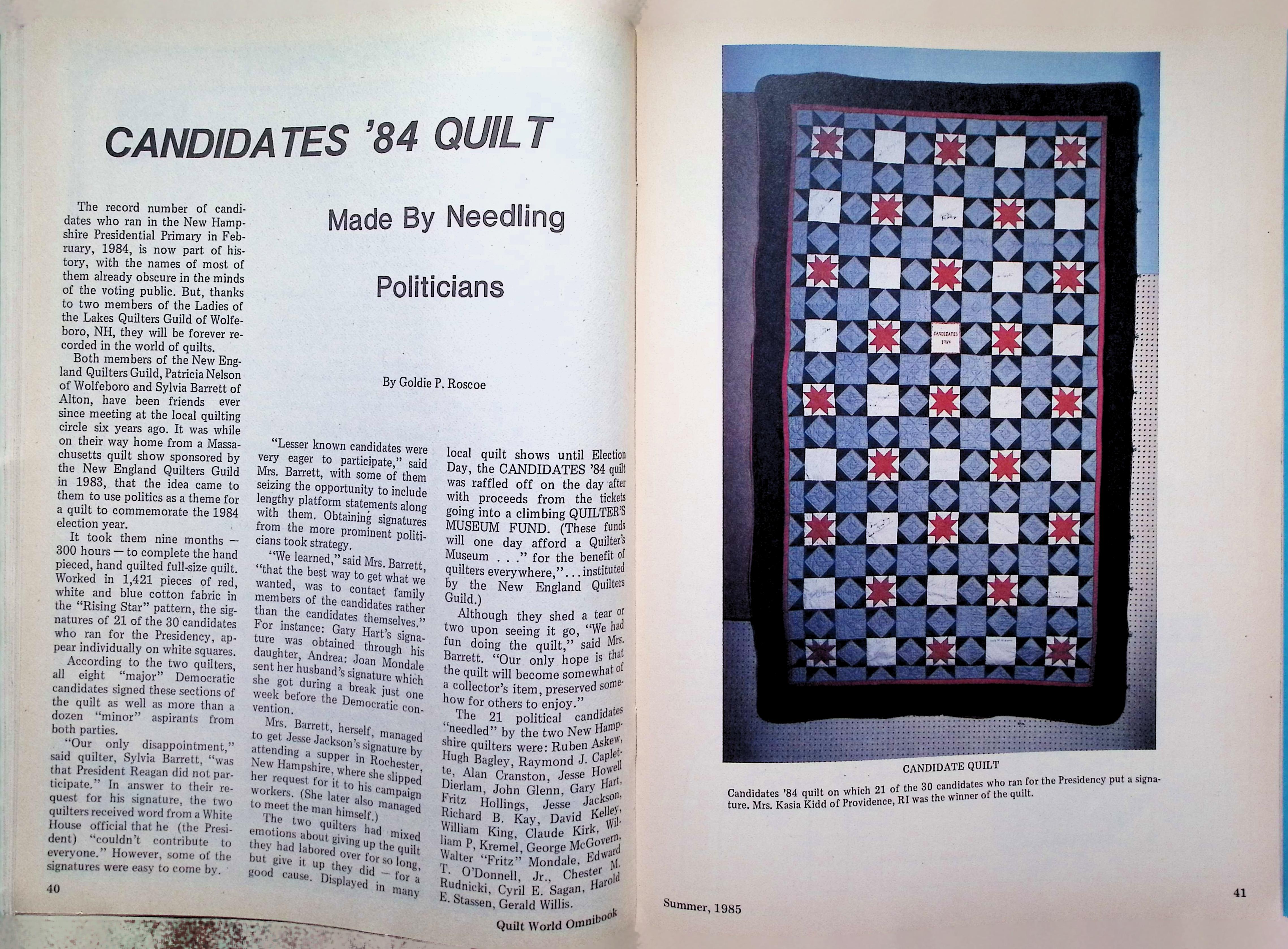 Quilt World Omnibook Summer 1985 First Day of School — image 4