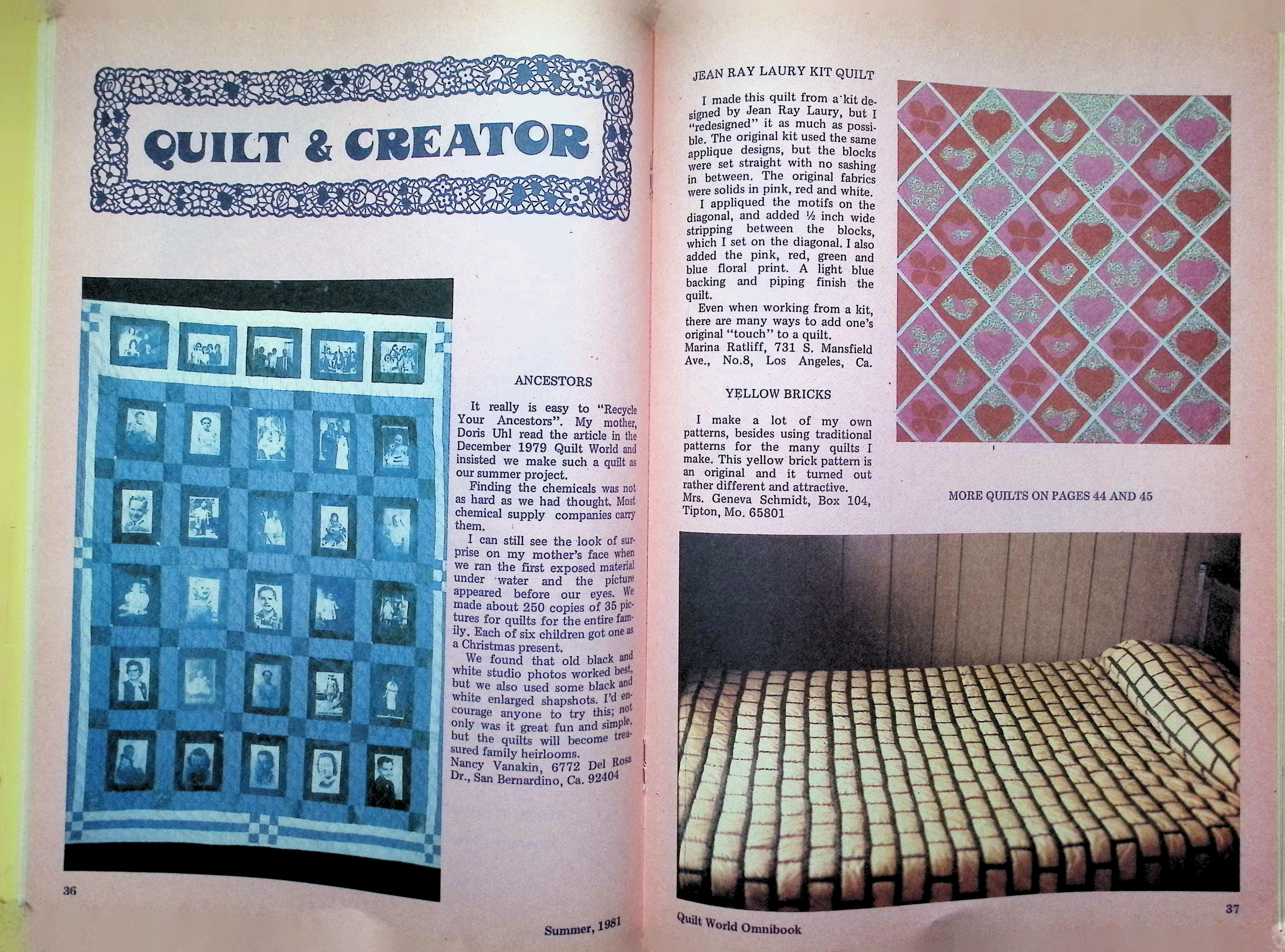 Quilt World Omnibook Summer 1981 Butterfly Patterns — image 4