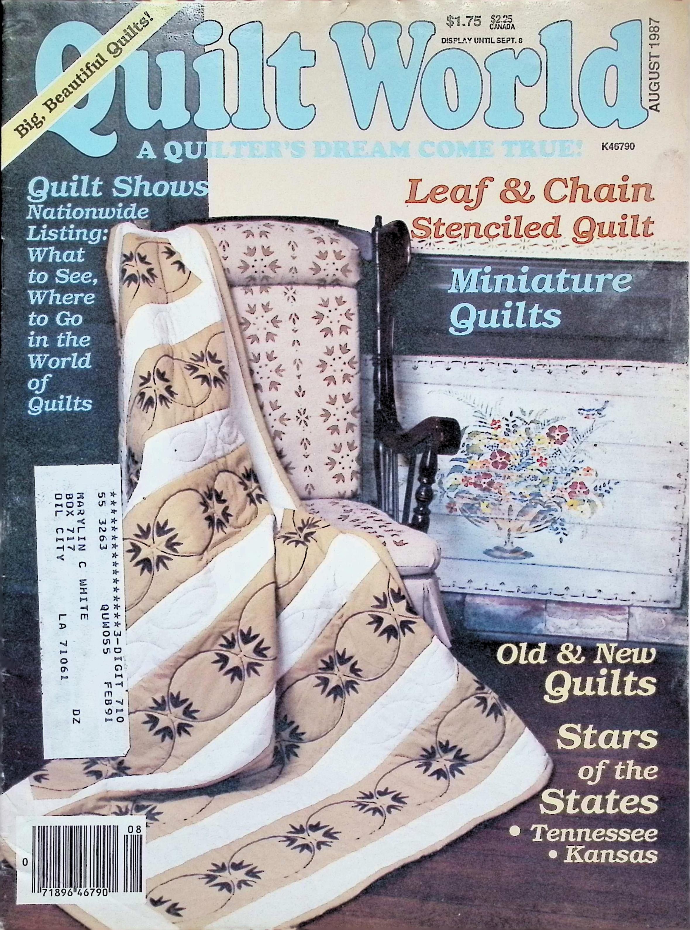 Quilt World Magazine Stenciled Quilt August 1987
