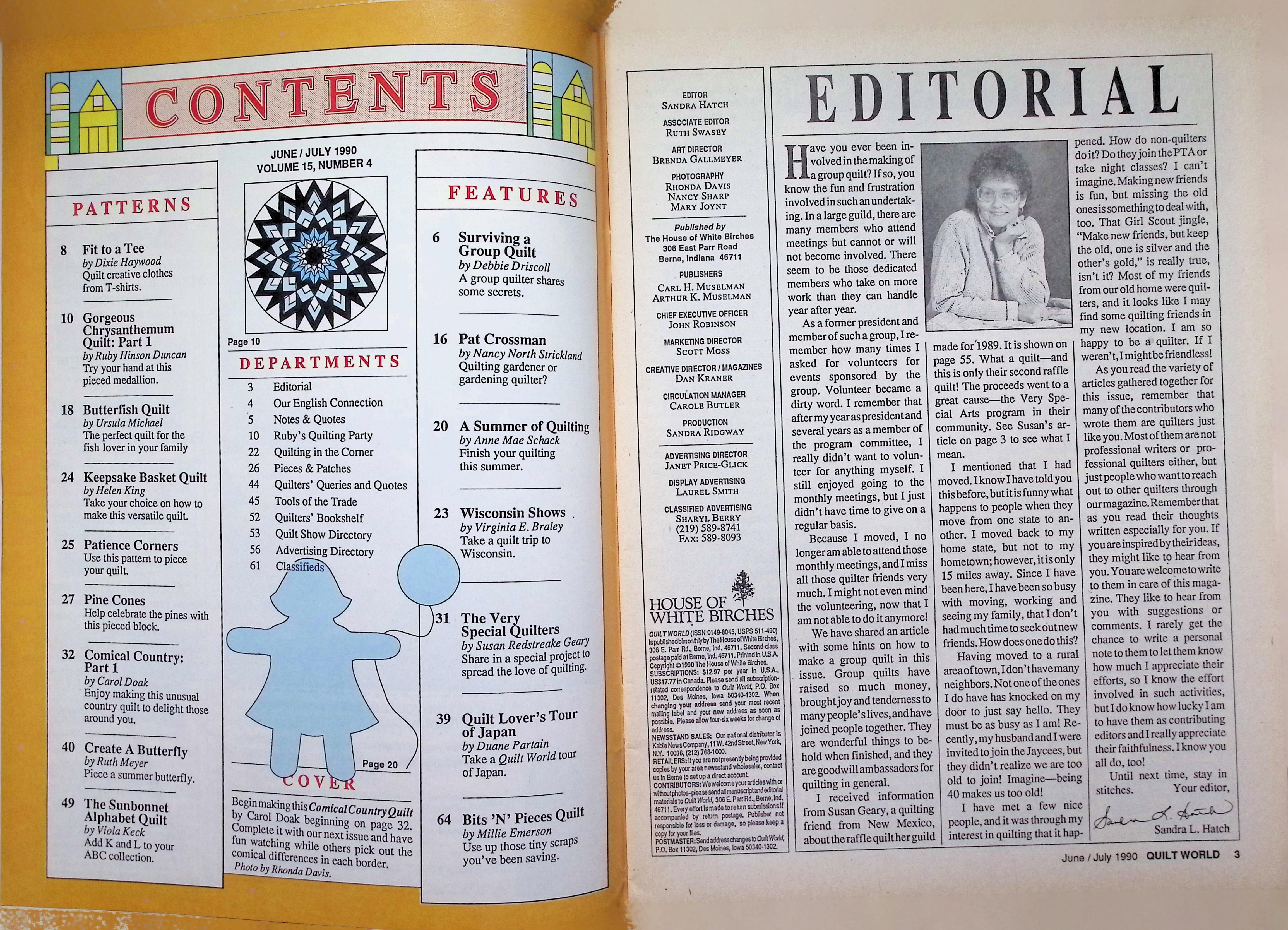 Quilt World Magazine Country Quilt Cover July 1990 — image 2