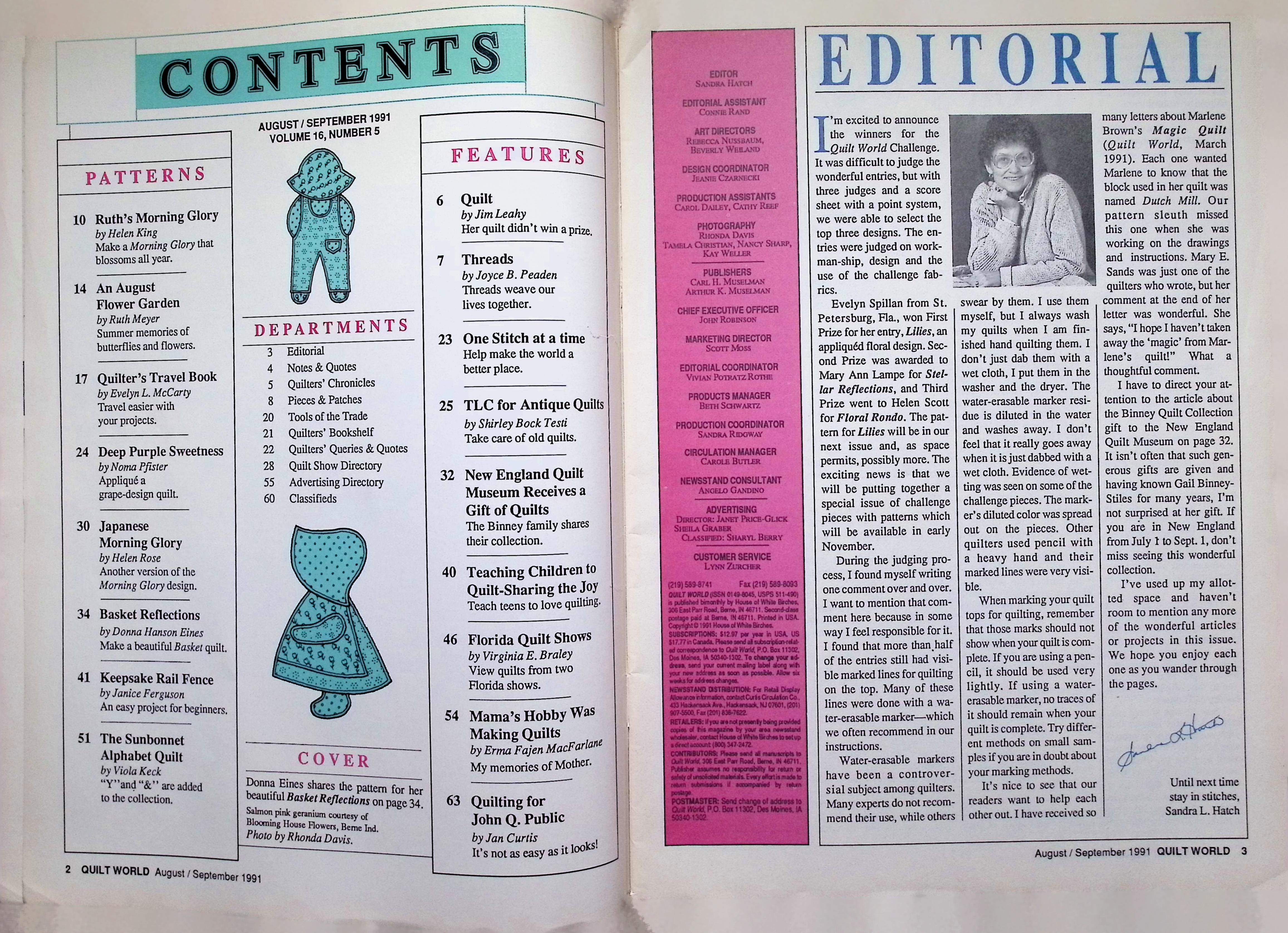 Quilt World Magazine Sept 1991 Basket Reflections Quilt — image 2