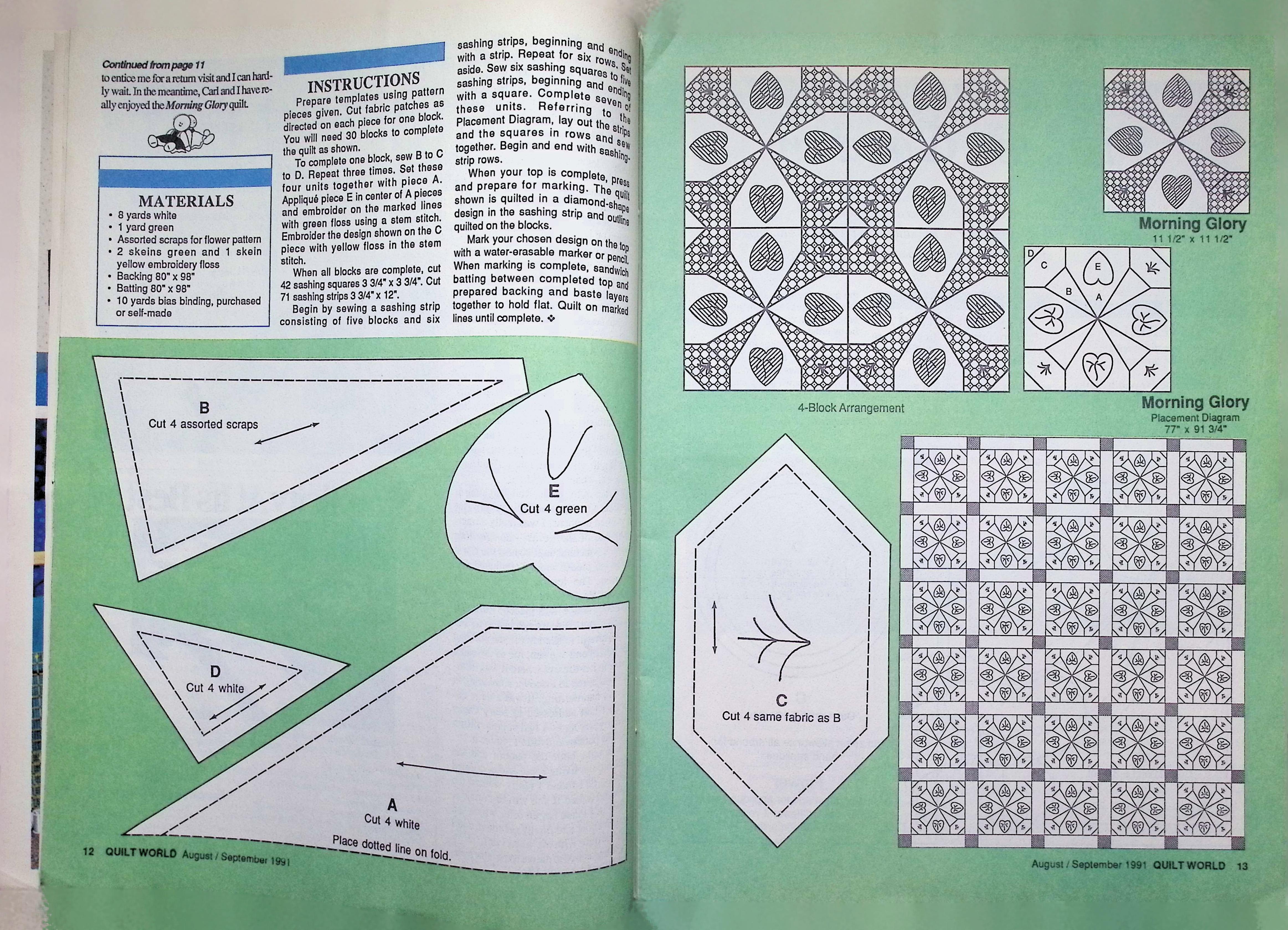 Quilt World Magazine Sept 1991 Basket Reflections Quilt — image 3