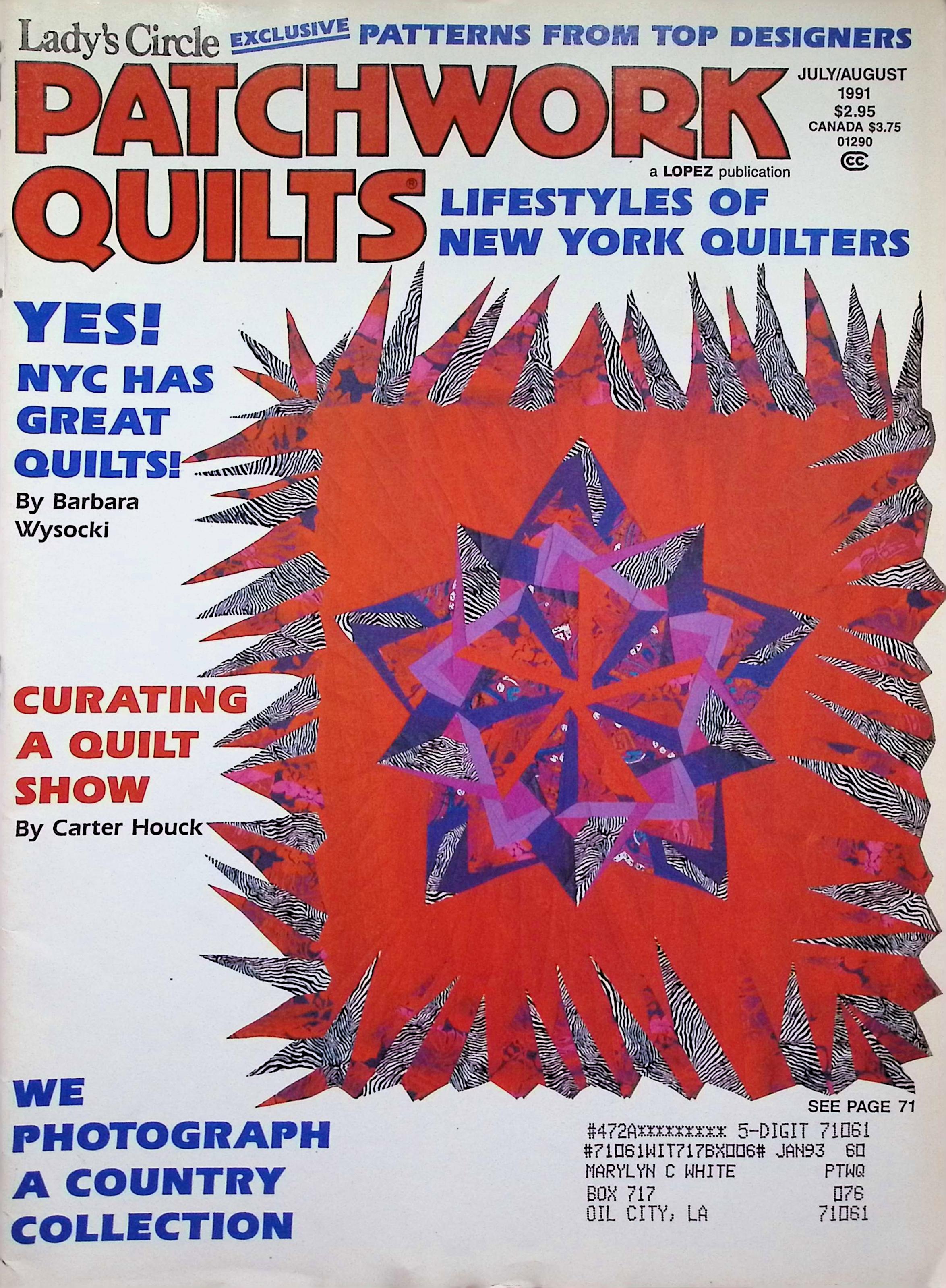 Patchwork Quilts Magazine NYC Quilters July/August 1991