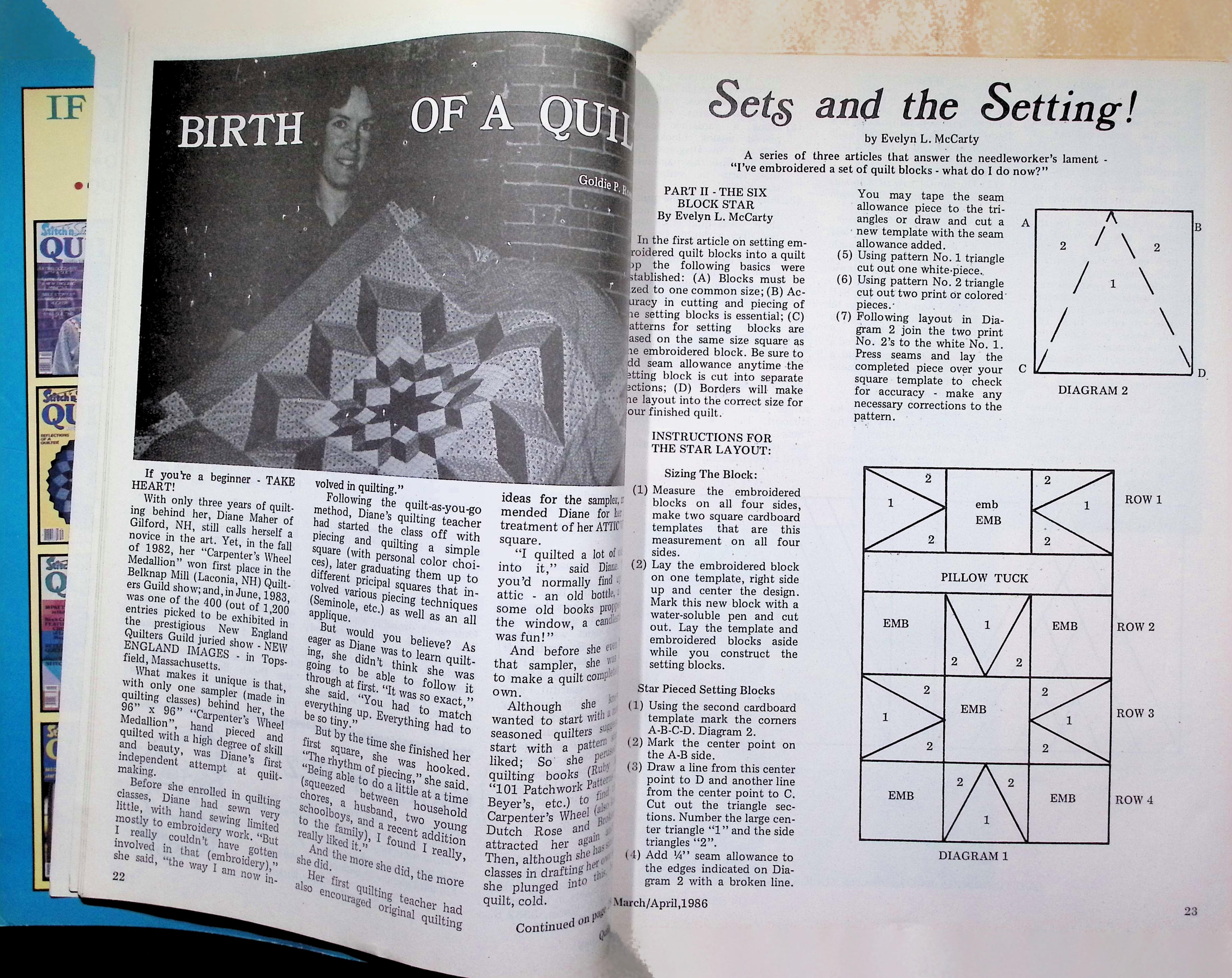 Quilt World Magazine April 1986 Heritage Blocks Quilt — image 3