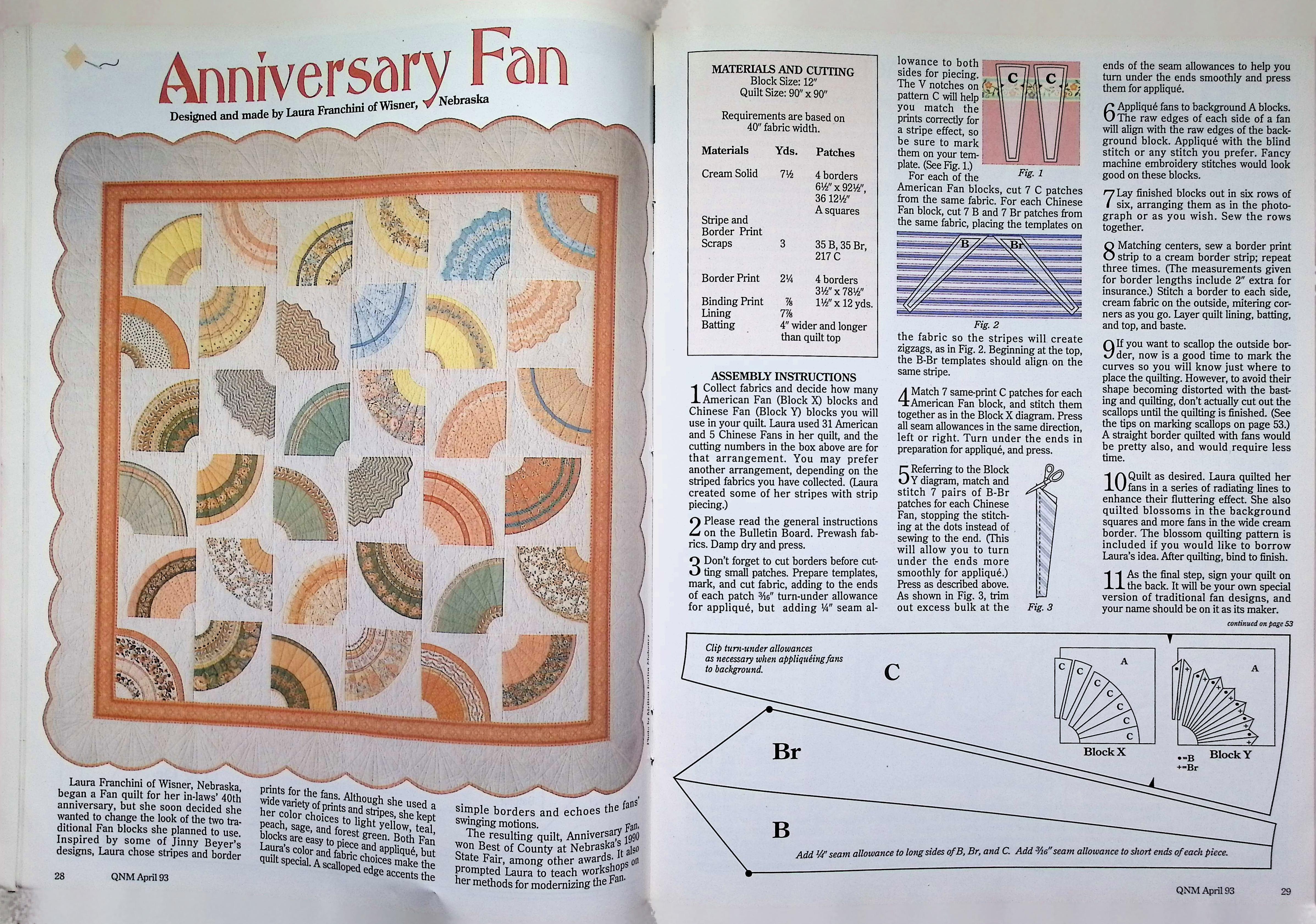 Quilter's Newsletter Magazine Apr 1993 Baltimore Quilt — image 4