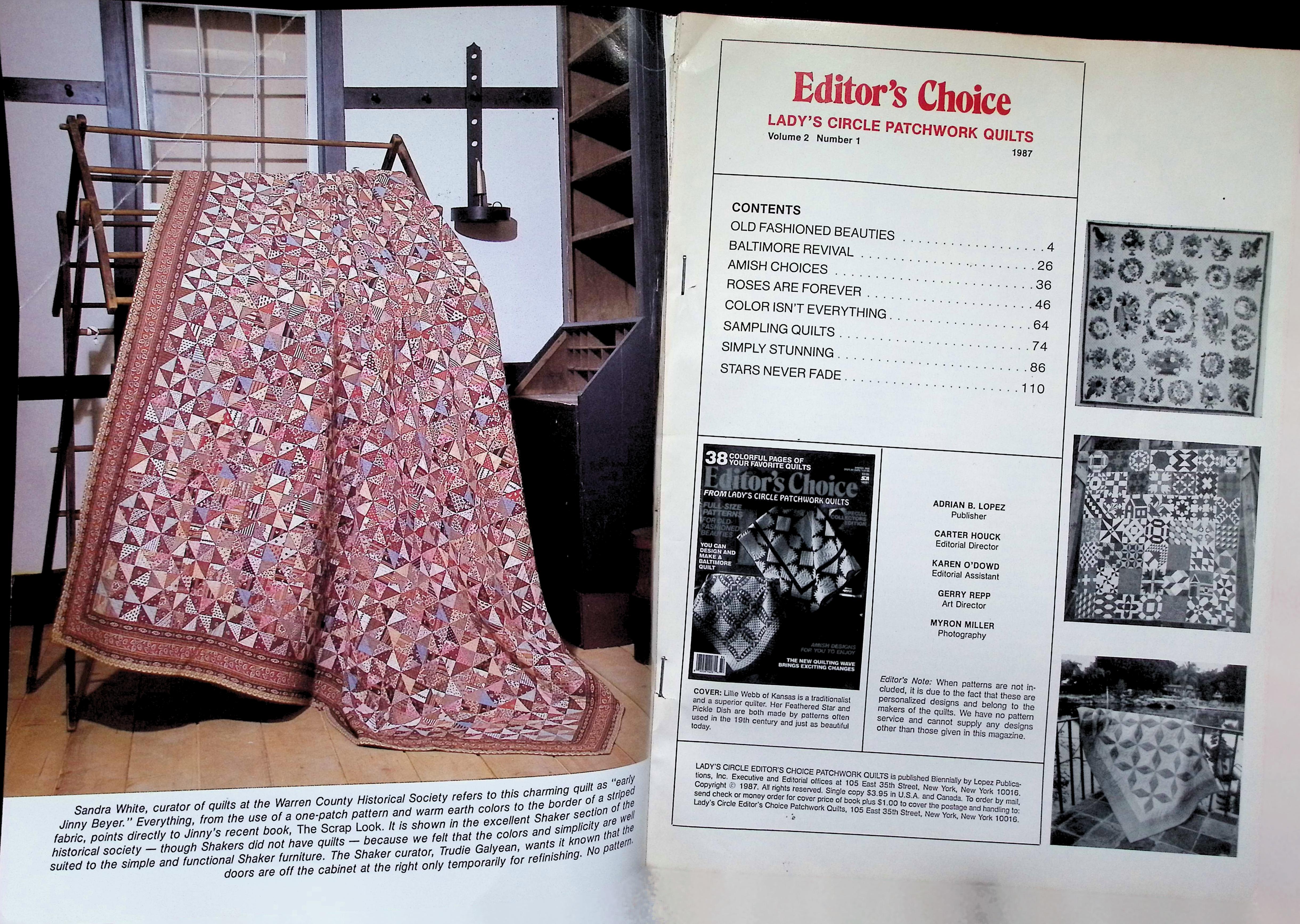 Editor's Choice Quilts Mag, Amish Designs, Winter 1988 — image 2
