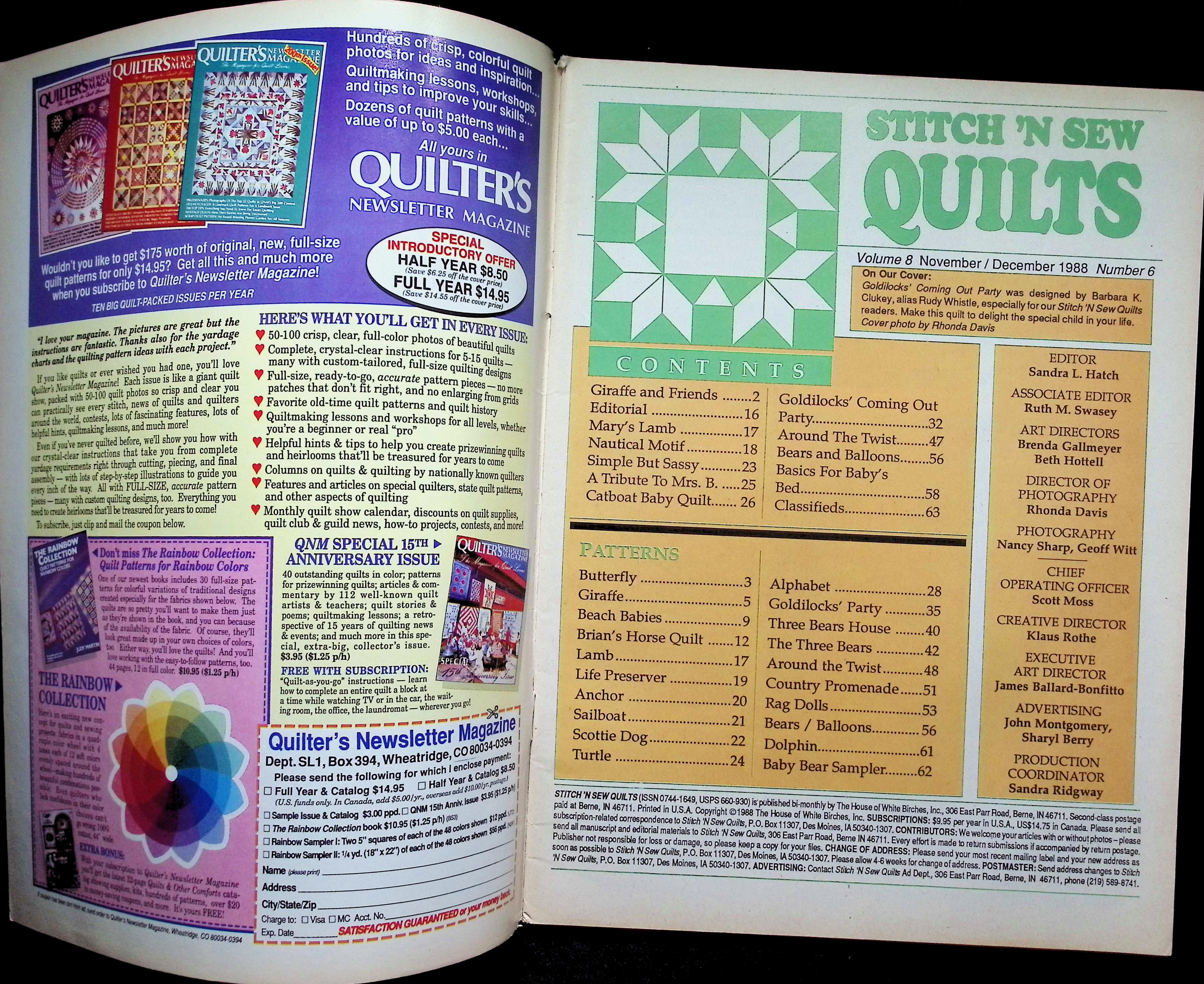 Stitch 'N Sew Quilts, Three Bears Issue, Dec 1988 — image 2