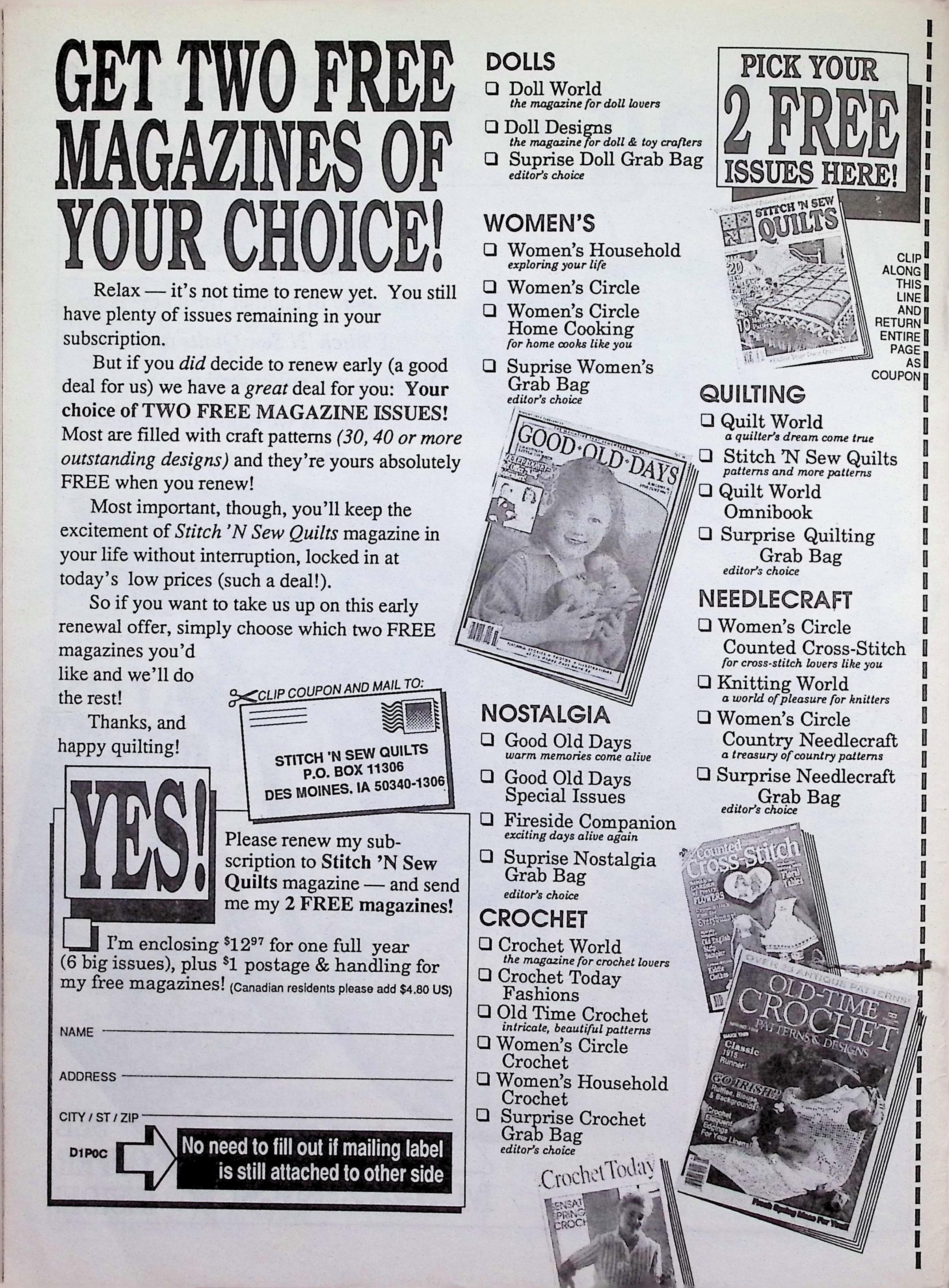 Stitch 'N Sew Quilts Mag June 1990 Handkerchief Quilt — image 5