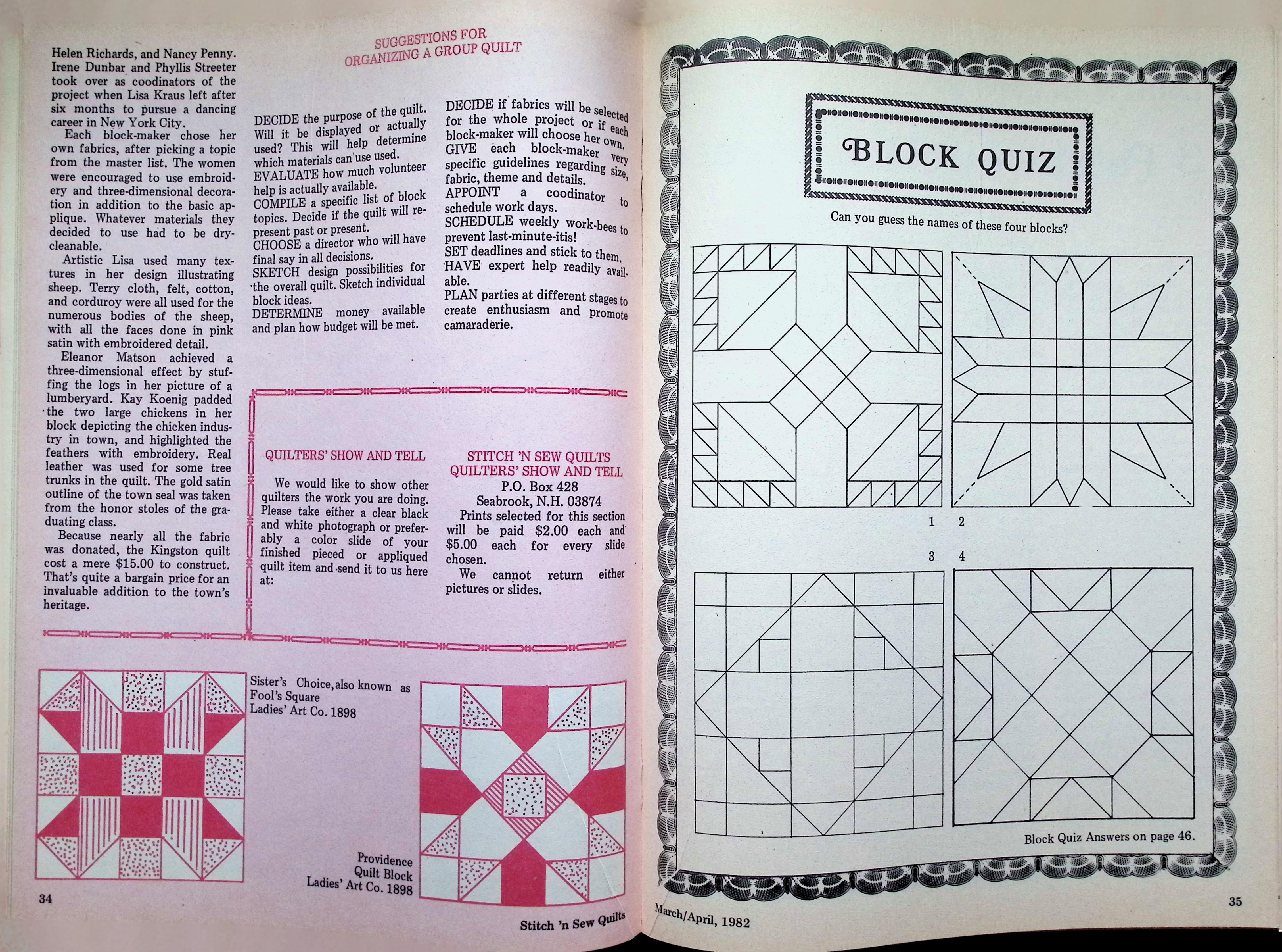 Stitch 'n Sew Quilts Magazine, April 1982 Applique Cover — image 3