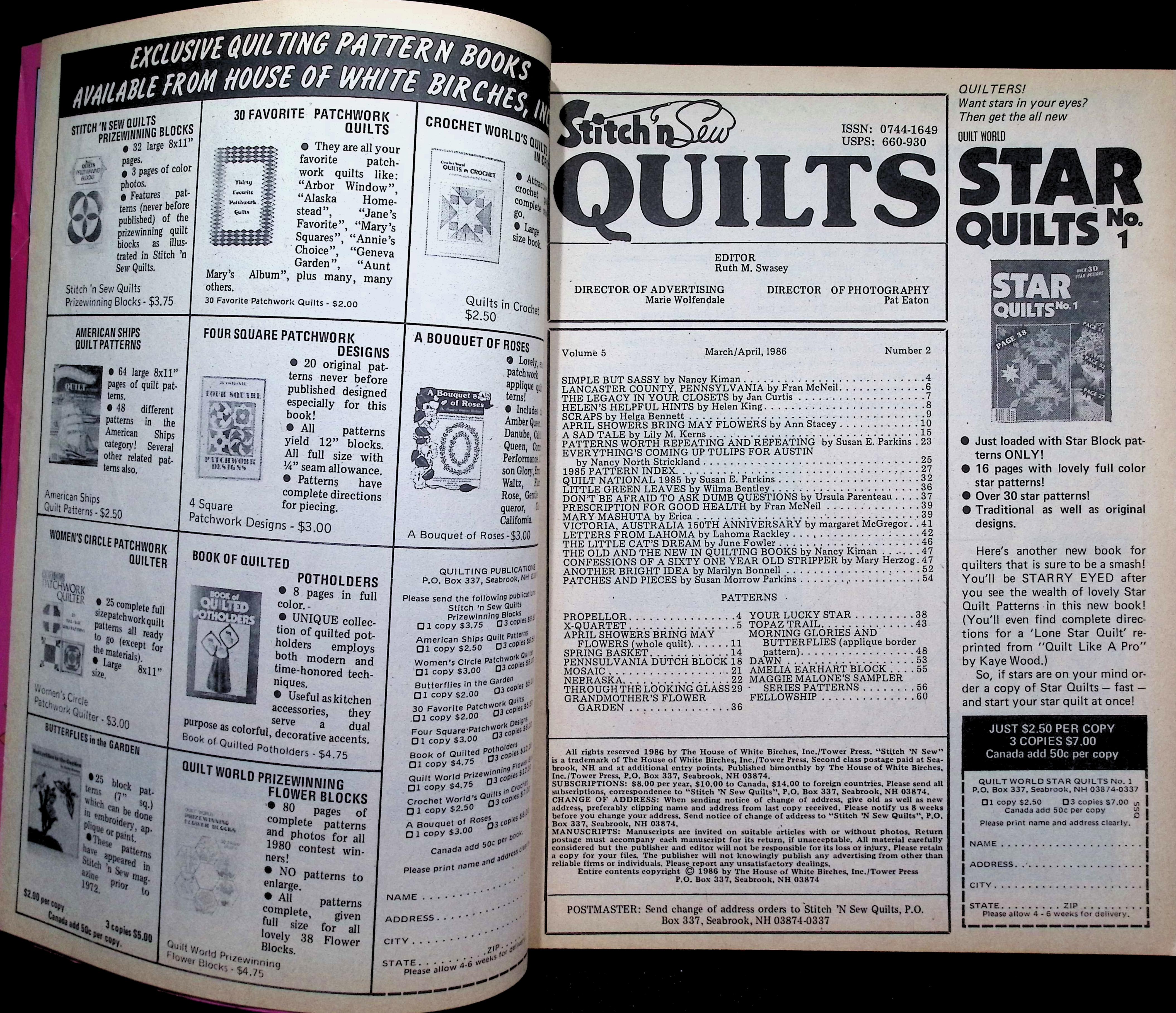 Stitch'n Sew Quilts Magazine April 1986 Blue Sampler — image 2