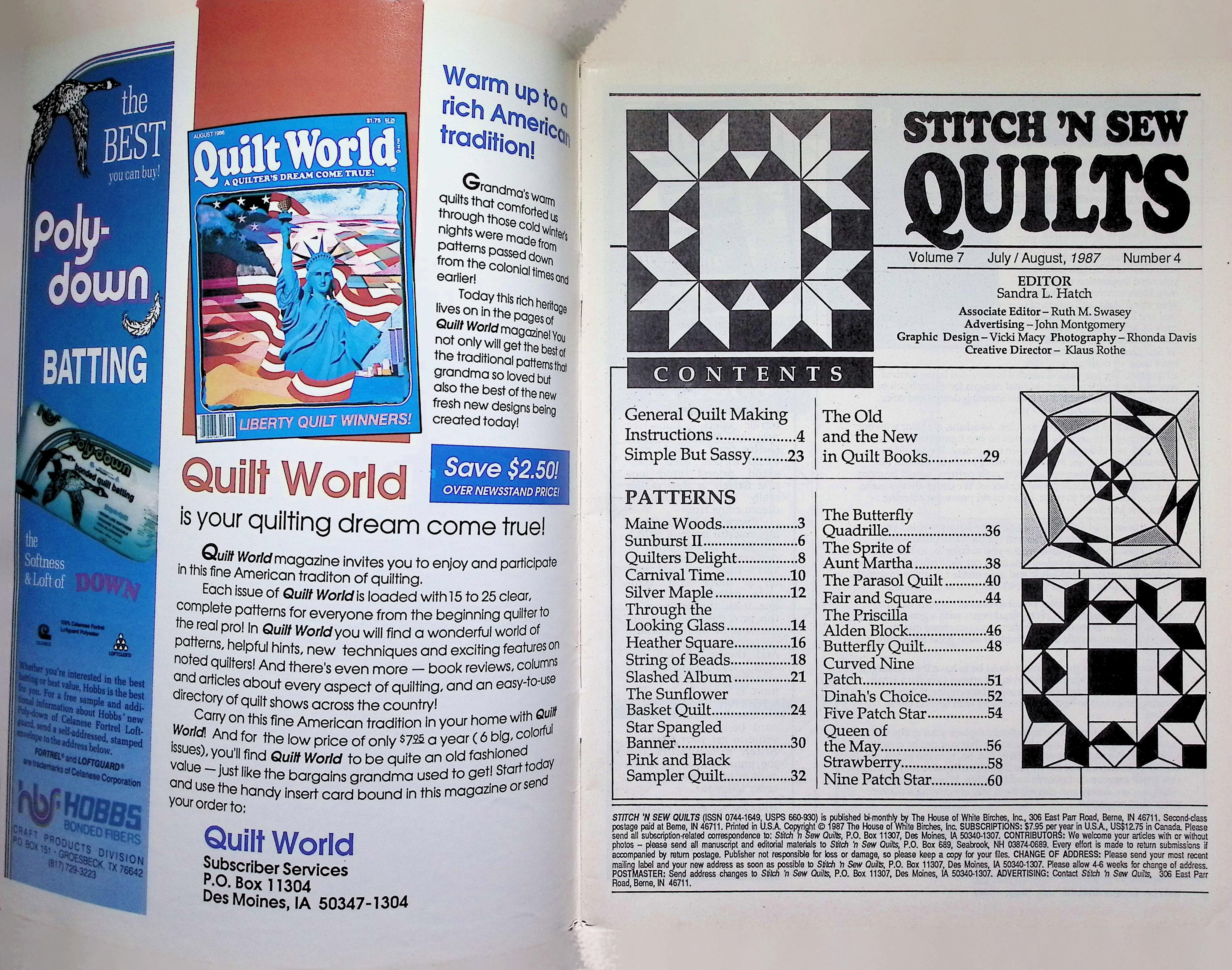 Stitch 'n Sew Quilts Magazine, Sunflower Quilt, Aug 1987 — image 2