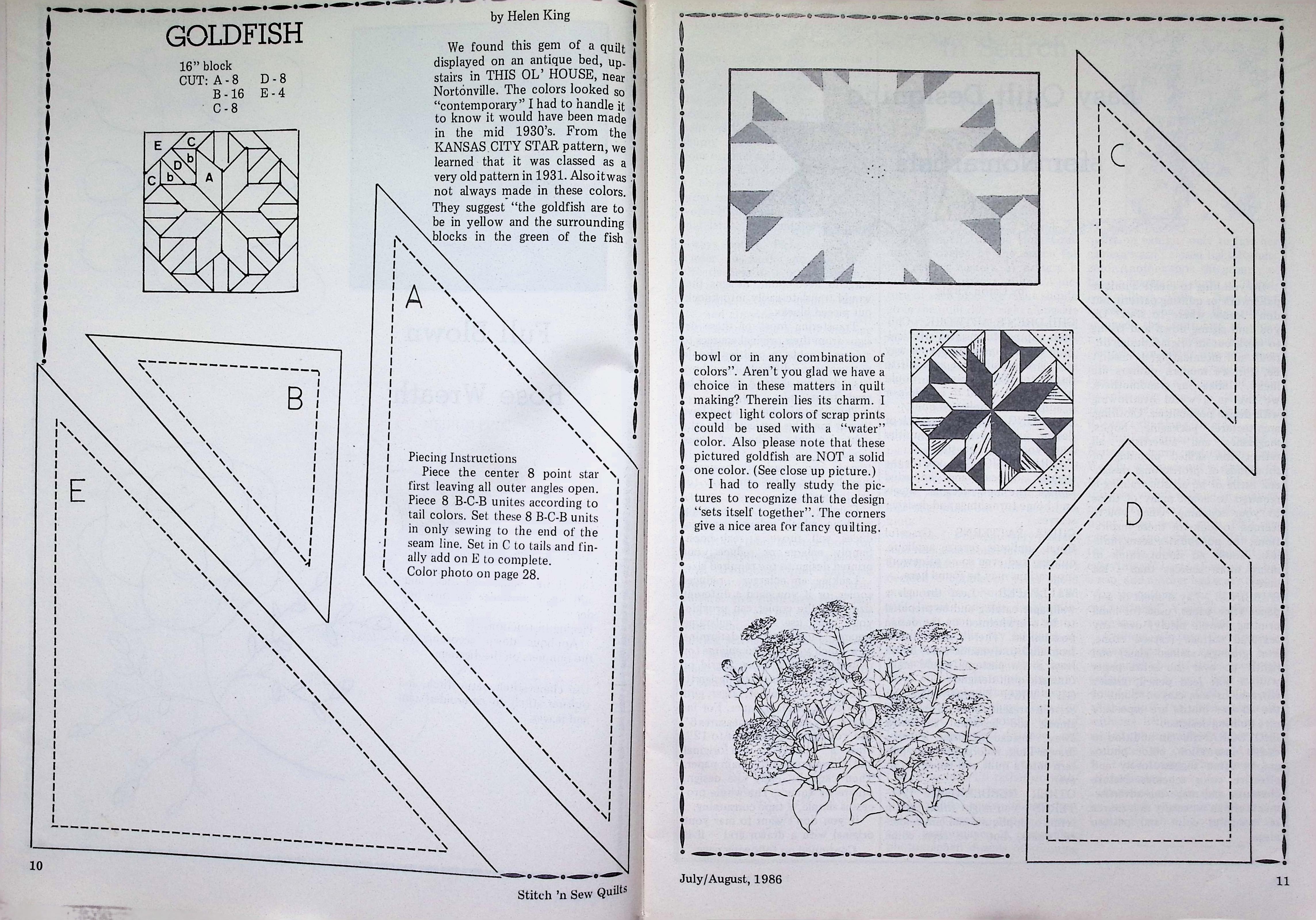 Stitch 'n Sew Quilts Mag, Mary Schafer Quilt, Aug/Sept 1986 — image 3