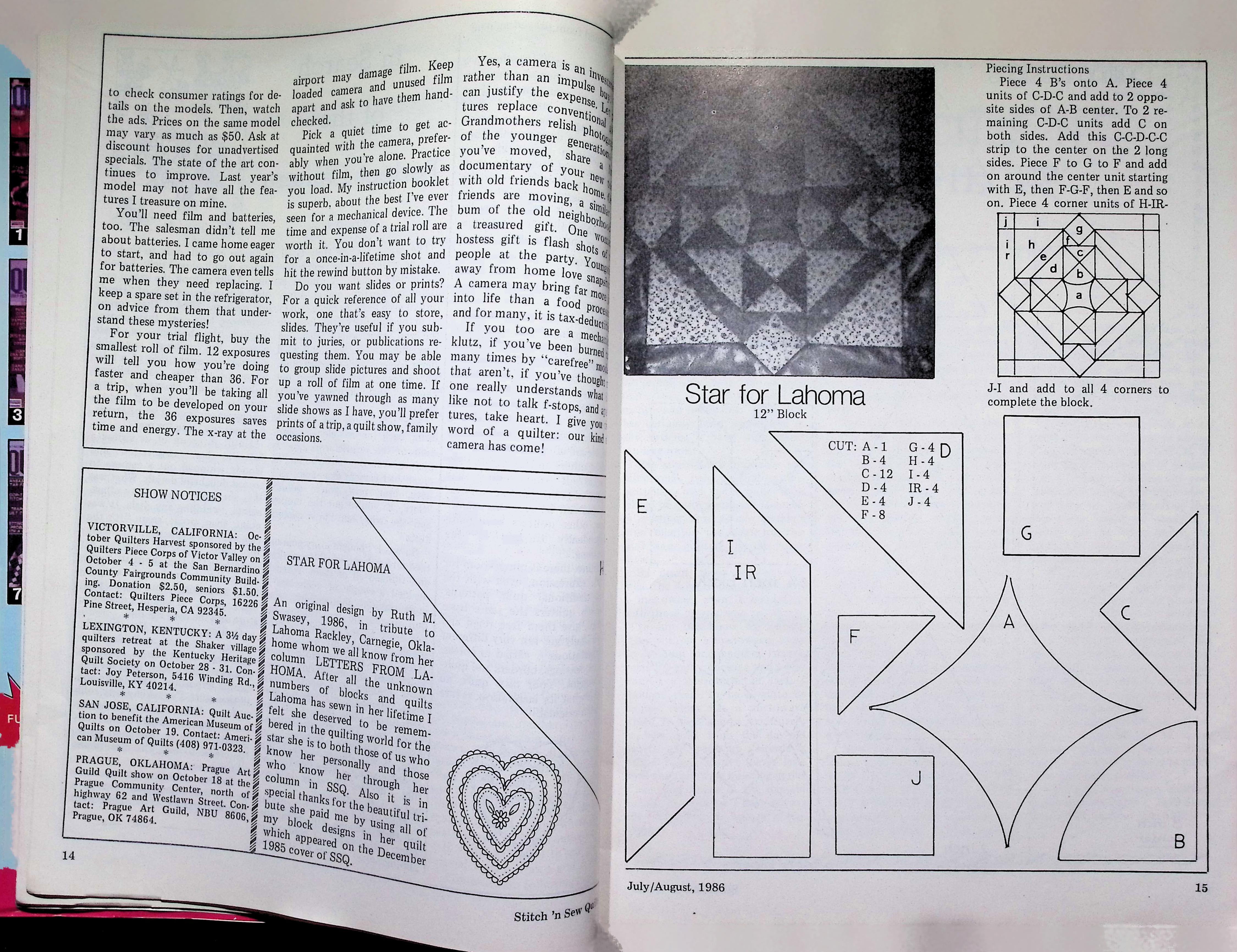 Stitch 'n Sew Quilts Mag, Mary Schafer Quilt, Aug/Sept 1986 — image 4