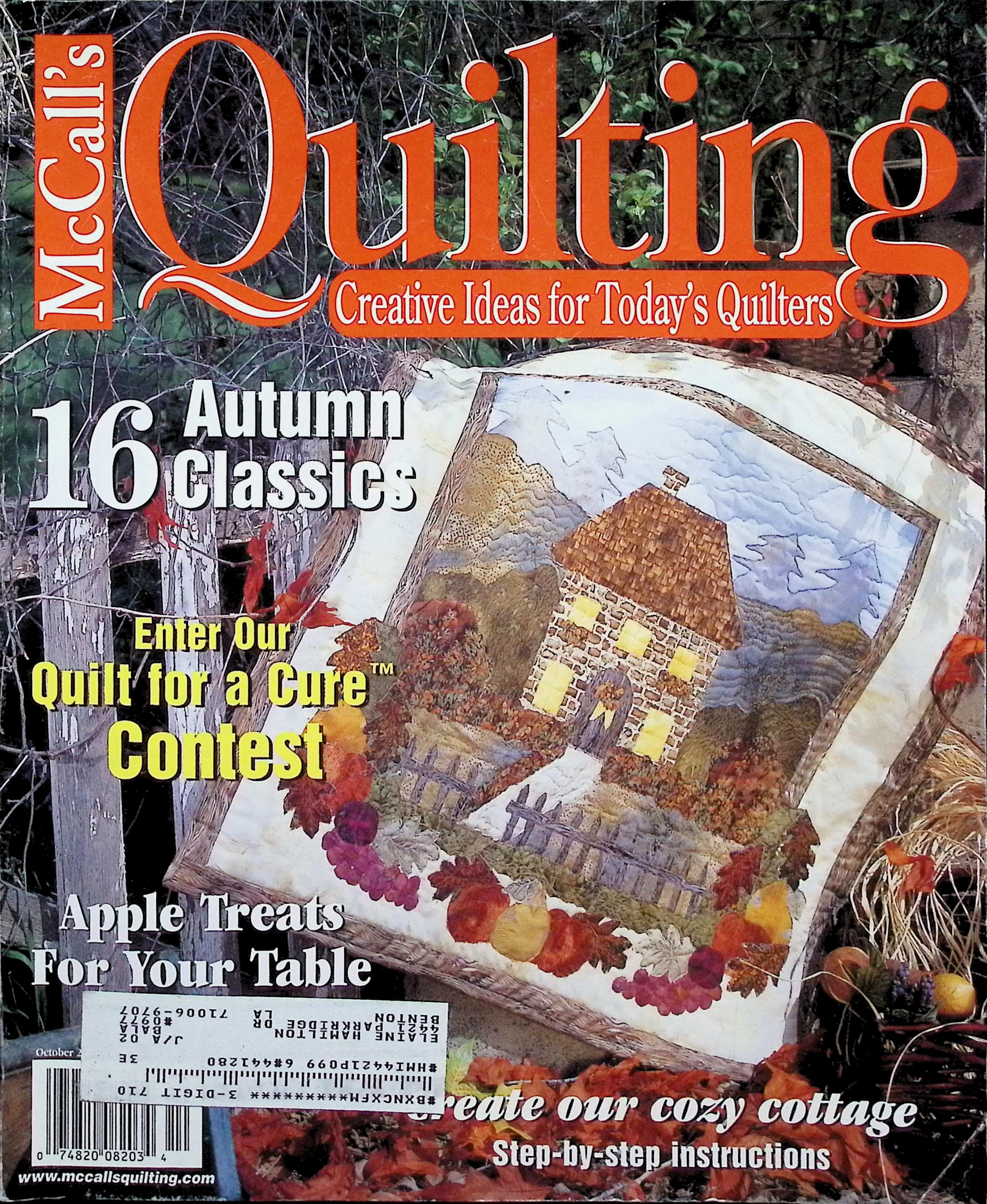 McCall's Quilting Magazine Cozy Cottage Cover Oct 2002