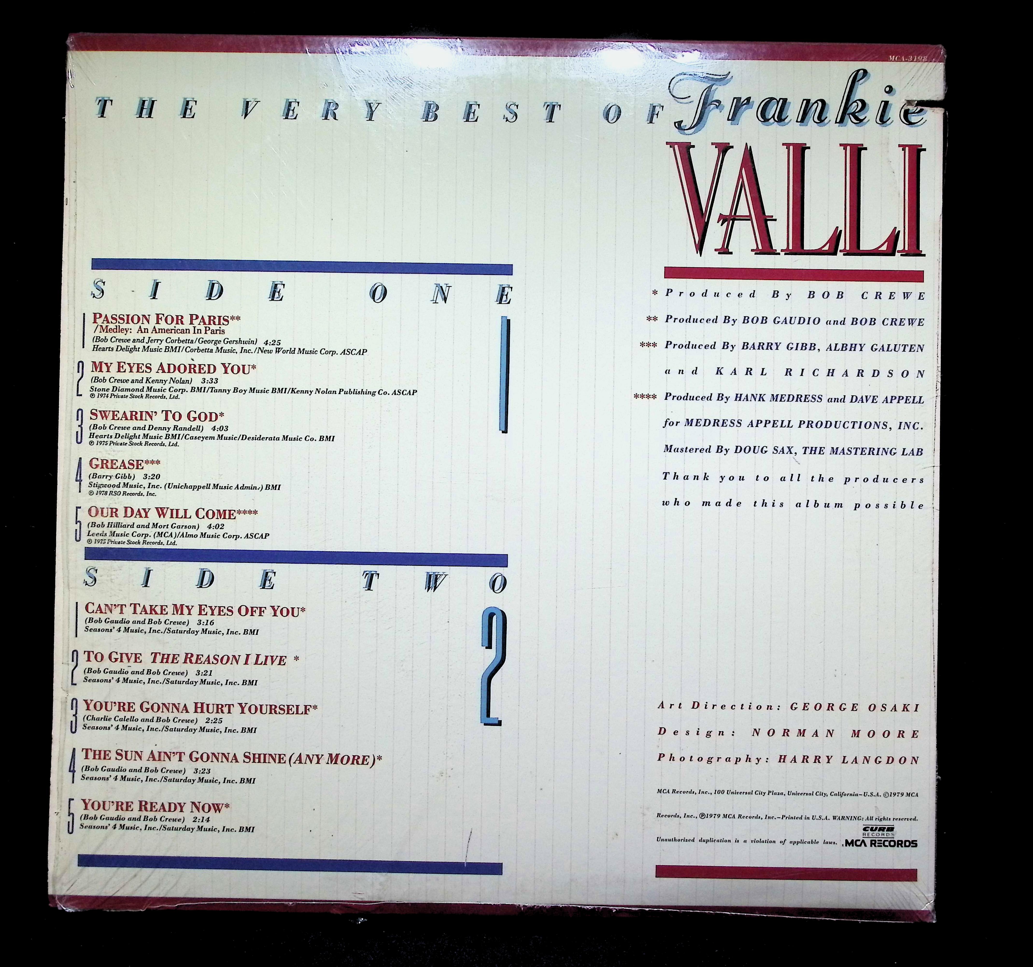 Frankie Valli The Very Best of MCA-3198 Vinyl LP — image 2