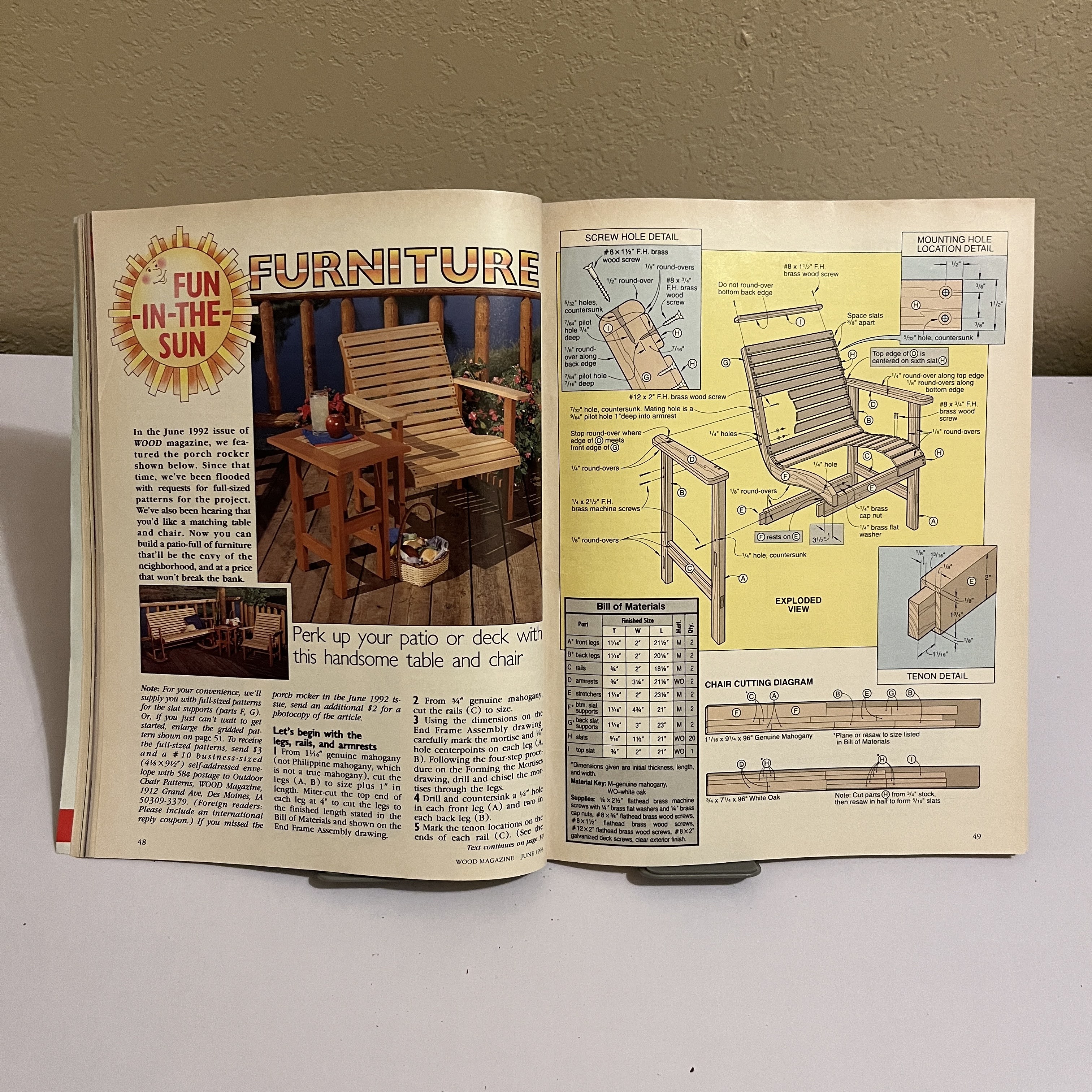 WOOD Magazine June 1993, In-The-Sun Chair Set Plans — image 4