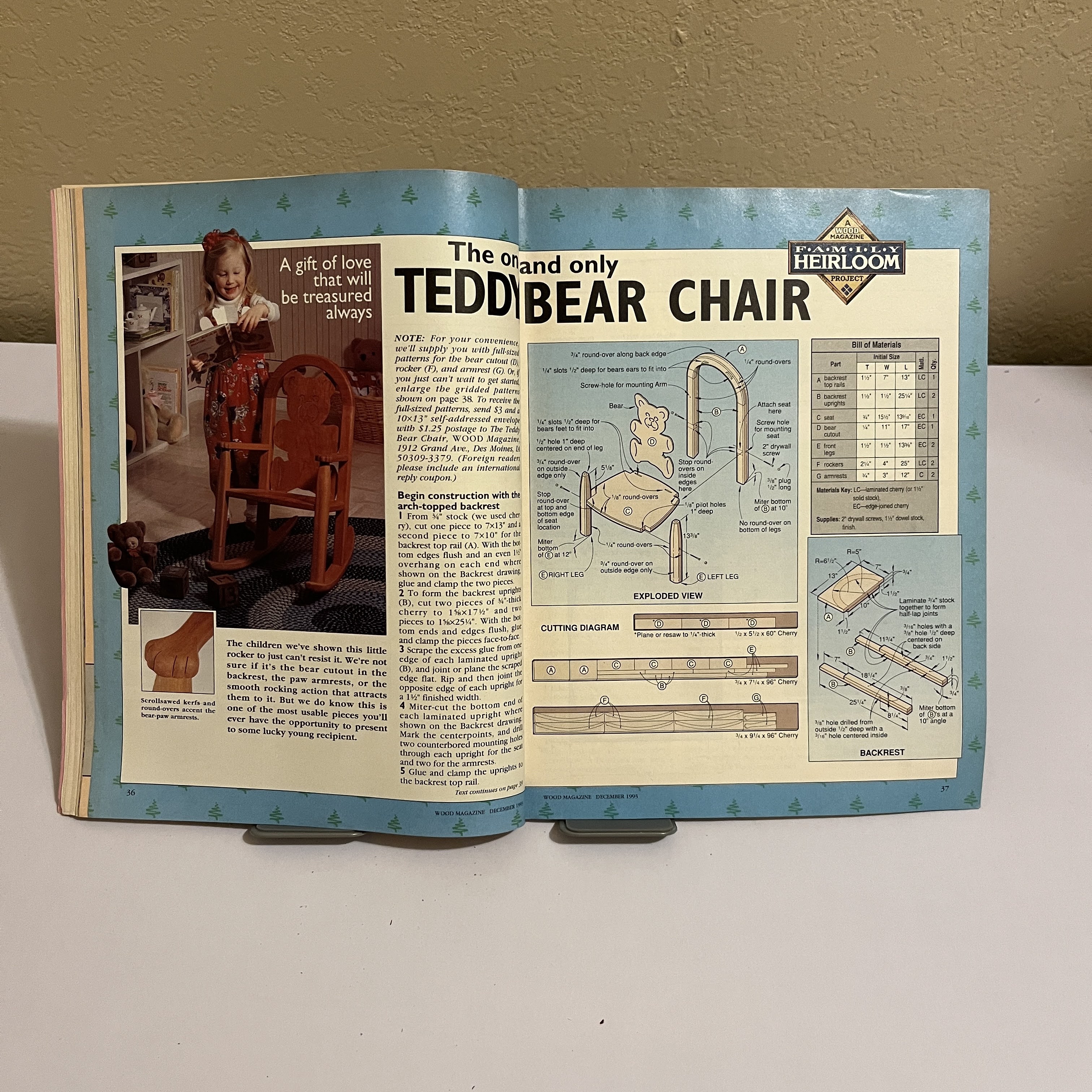 WOOD Magazine Dec 1993 Teddy Bear Rocker Project Plan — image 3