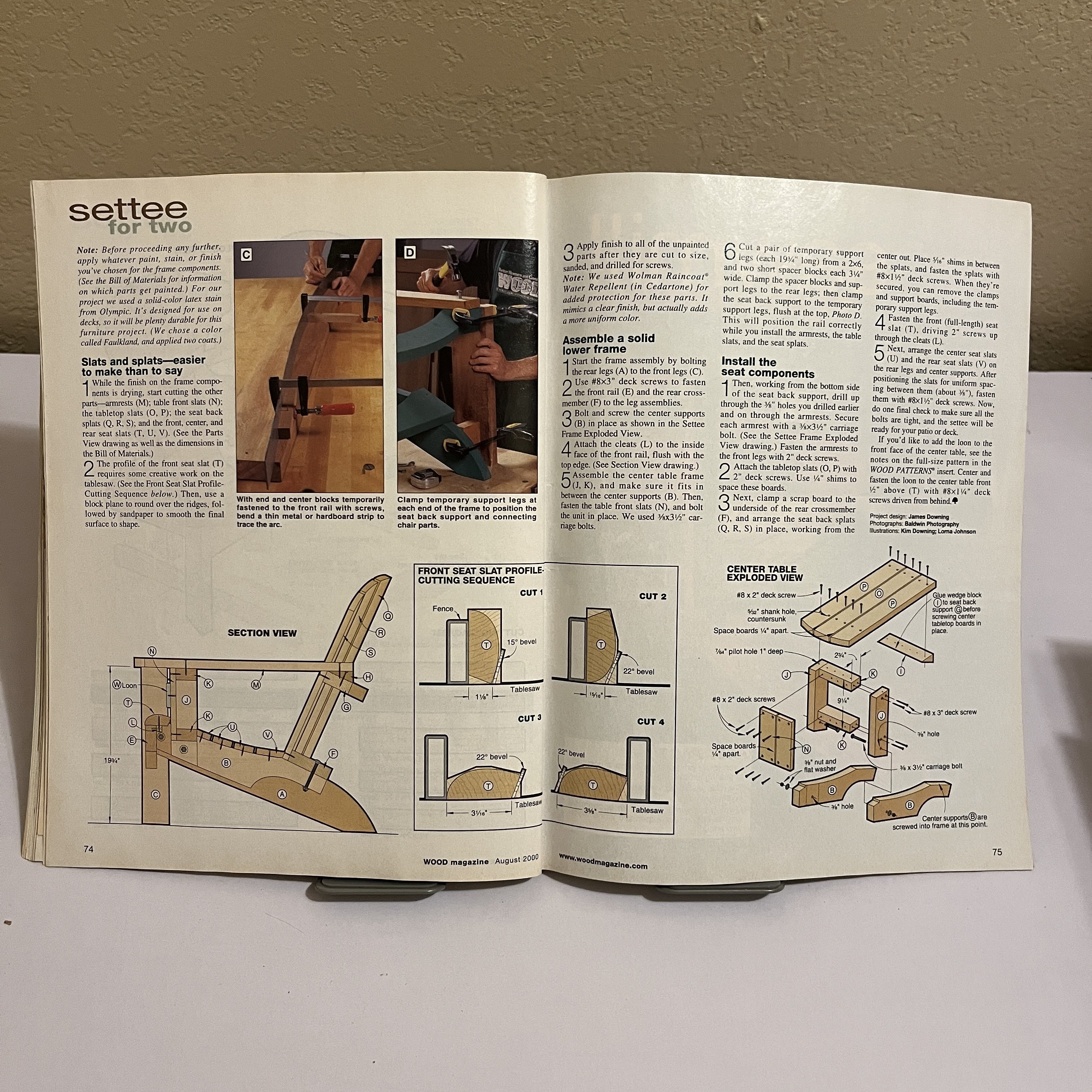 WOOD Magazine Aug 2000, Simple Settee Project Plans — image 4