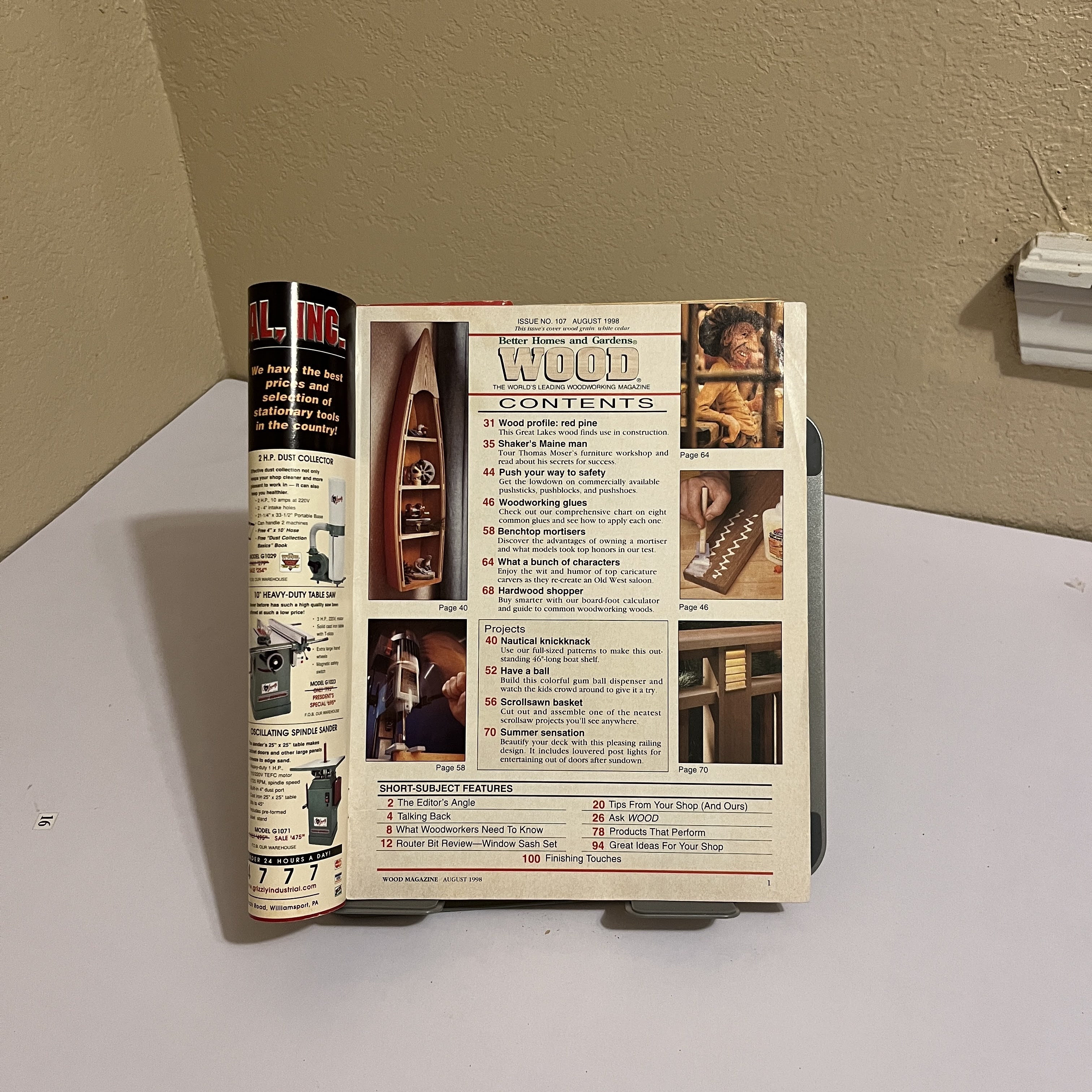 WOOD Magazine Aug 1998, Shaker Chair Maker Thomas Cover — image 2