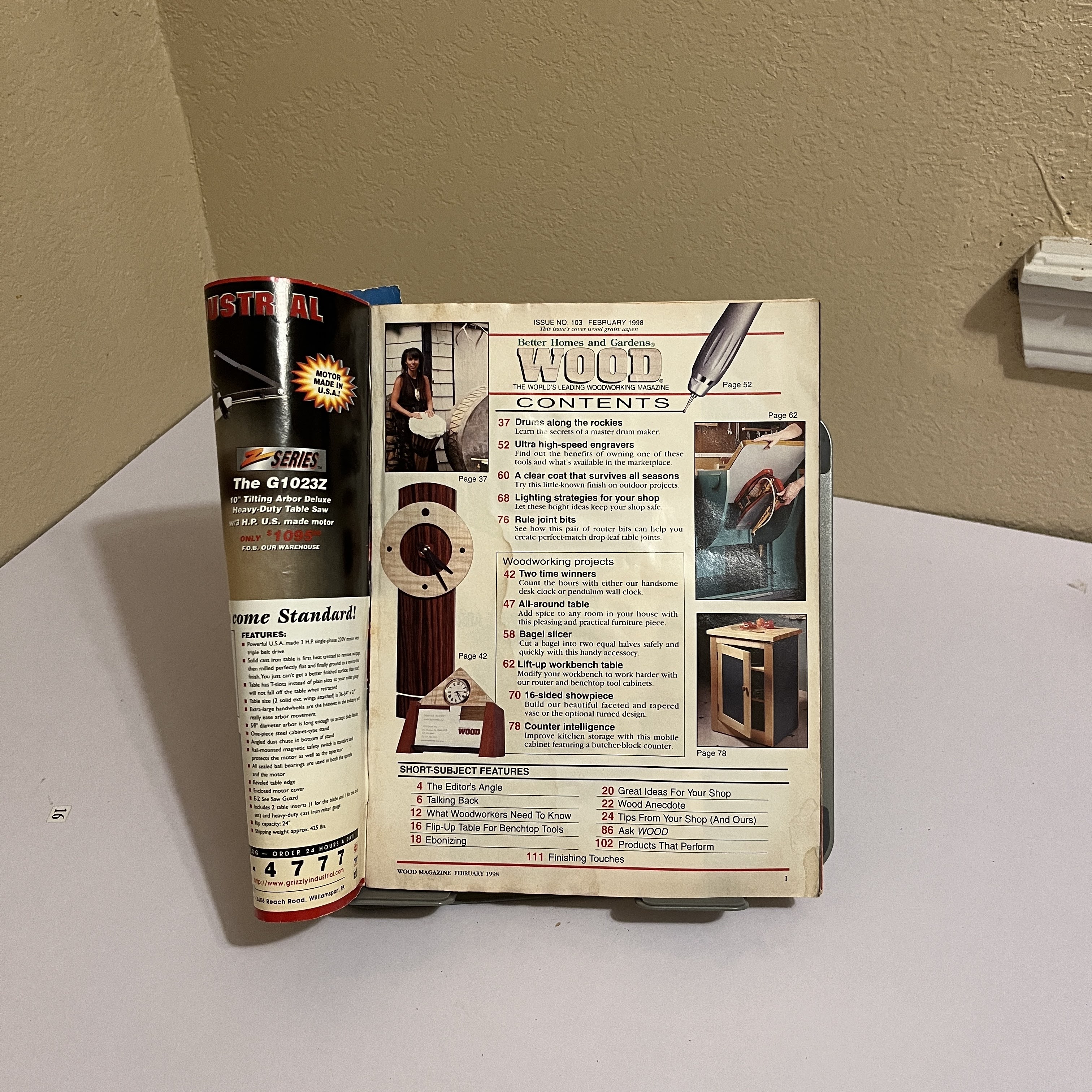 WOOD Magazine, Feb 1998, Workbench Built-ins Cover — image 2