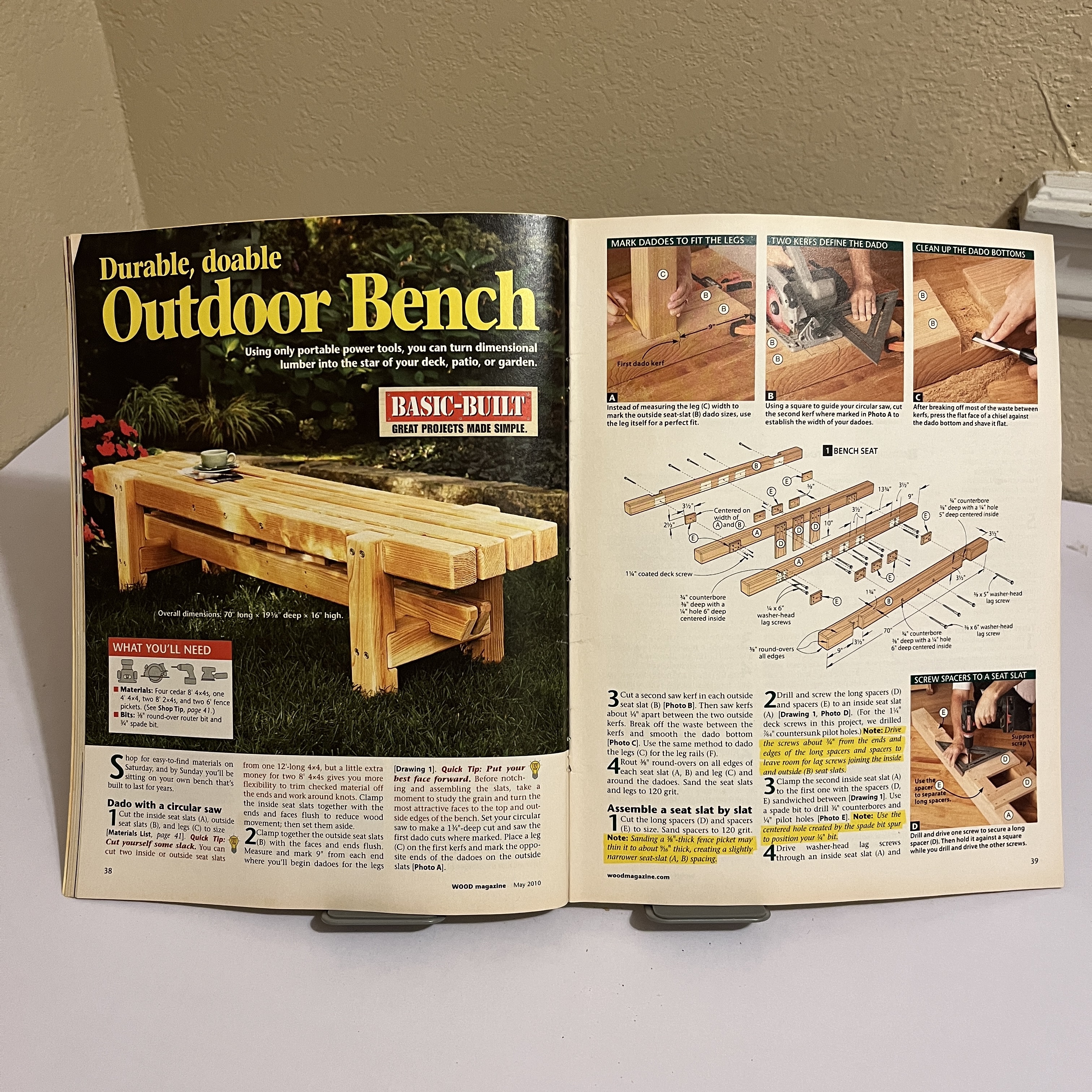 WOOD Magazine May 2010 Garden Bench Plans — image 4