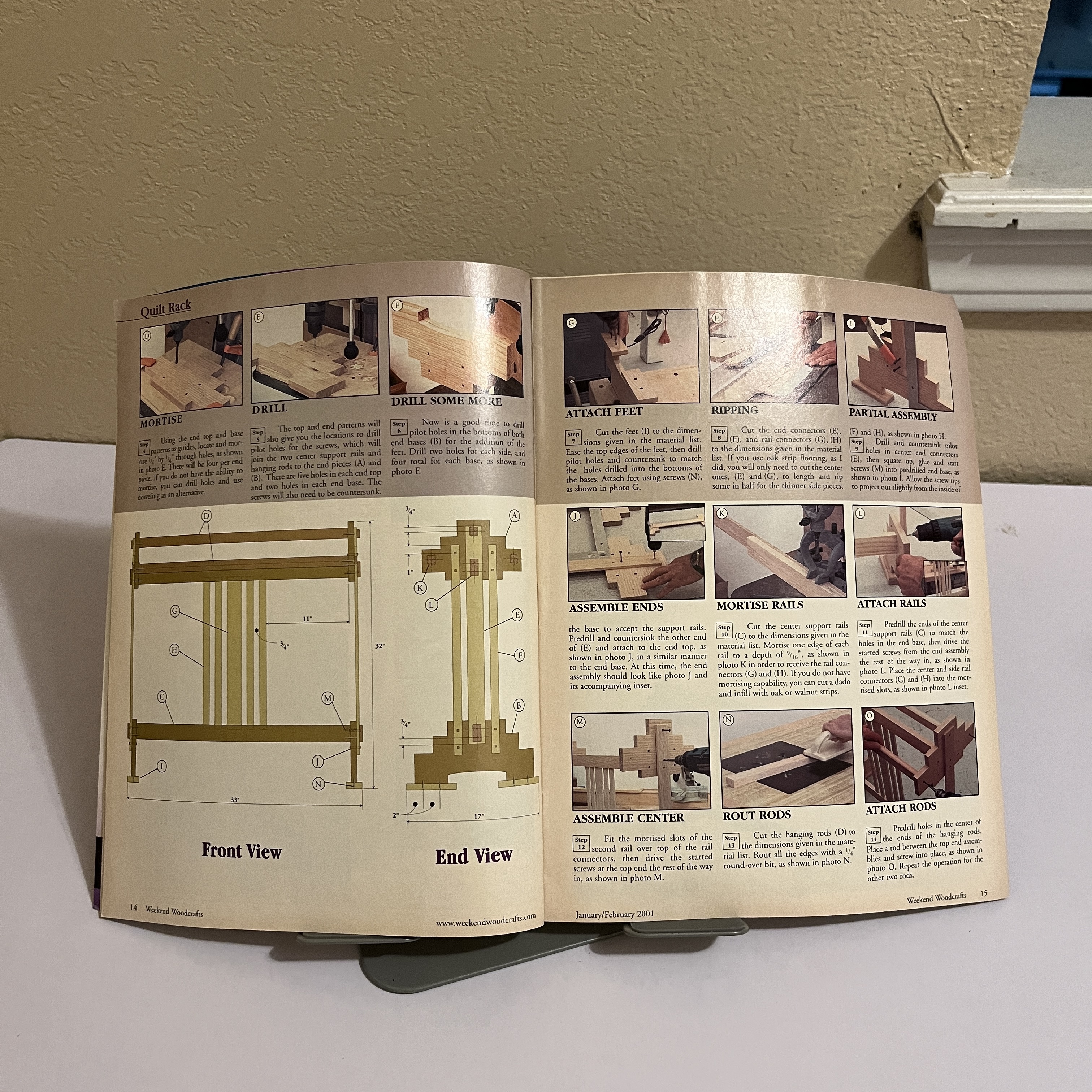 Weekend Woodcrafts Mag, Feb 2001 - Quilt Rack Project — image 3