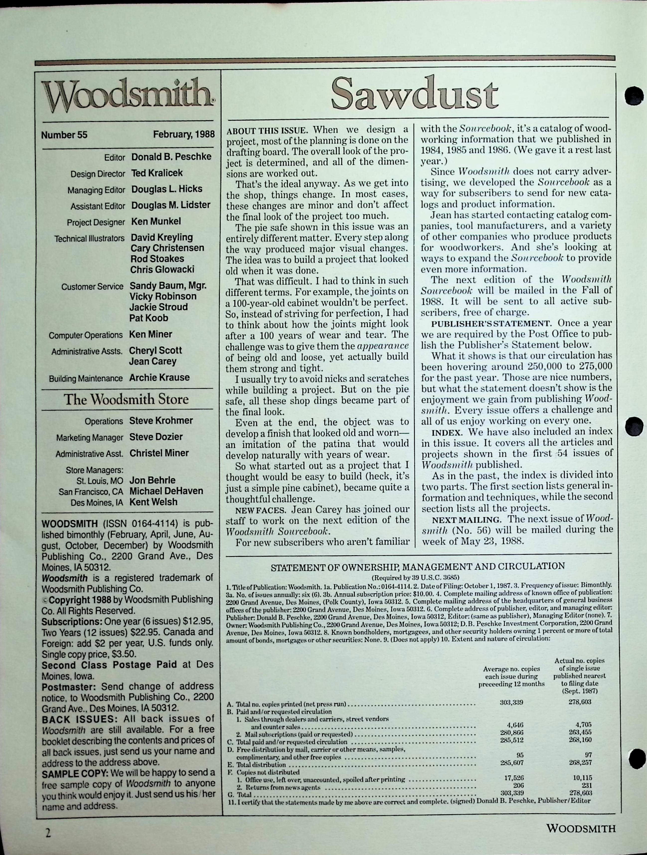 Woodsmith Magazine, No. 55, Country Pie Safe Plans — image 2