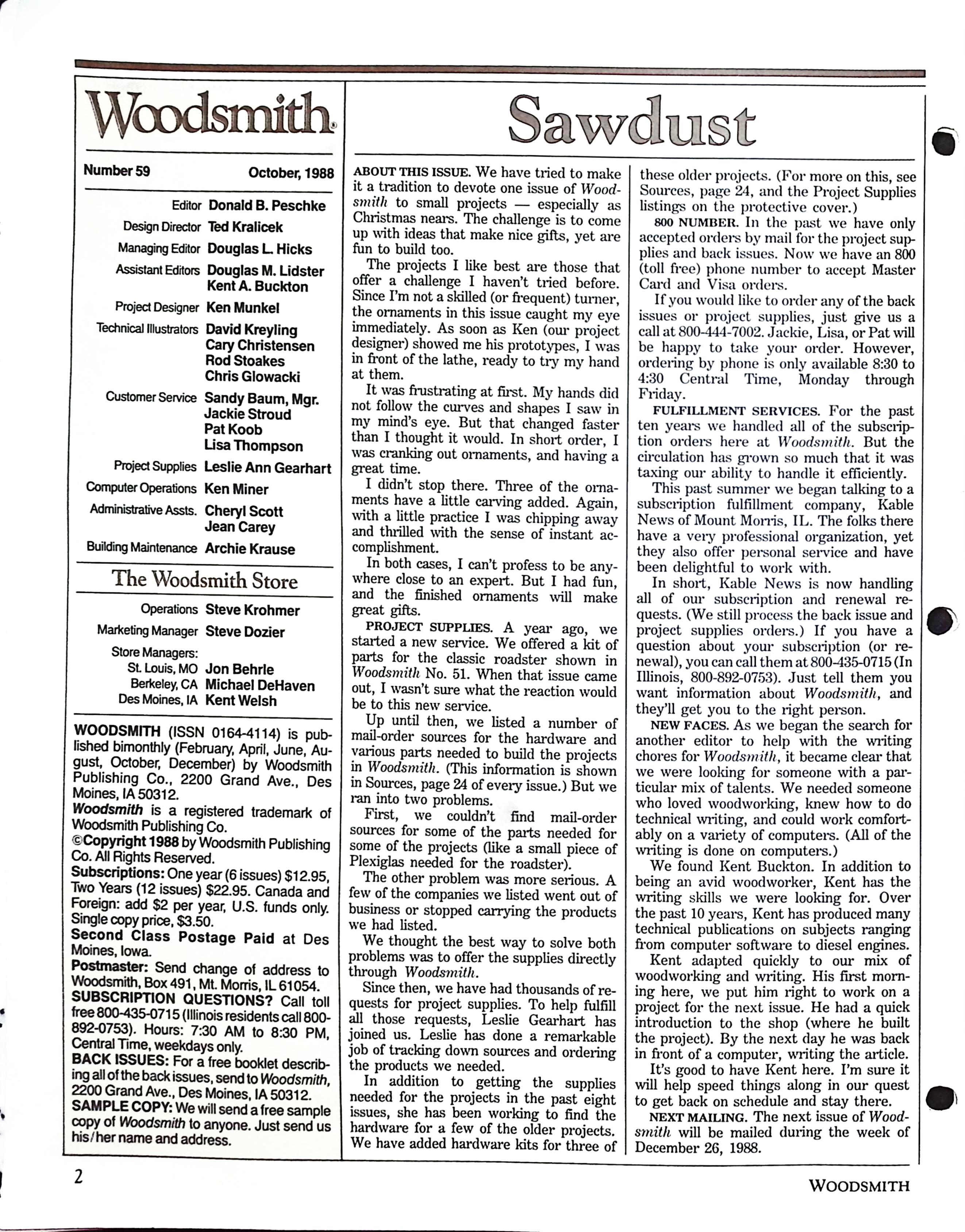 Woodsmith Magazine, No. 59, Gift Projects From The Shop — image 2