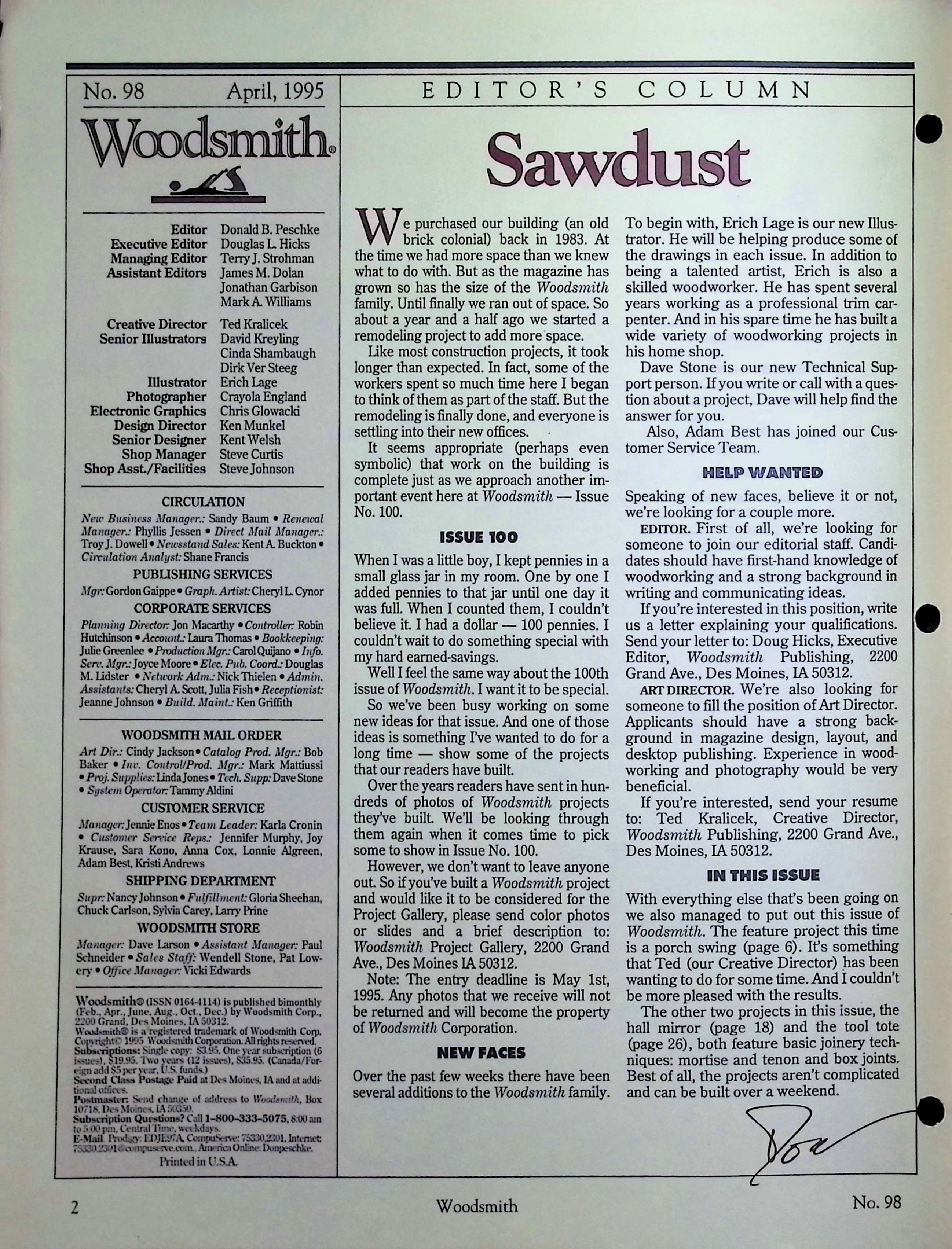 Woodsmith Magazine, No. 98, April 1995 — image 2