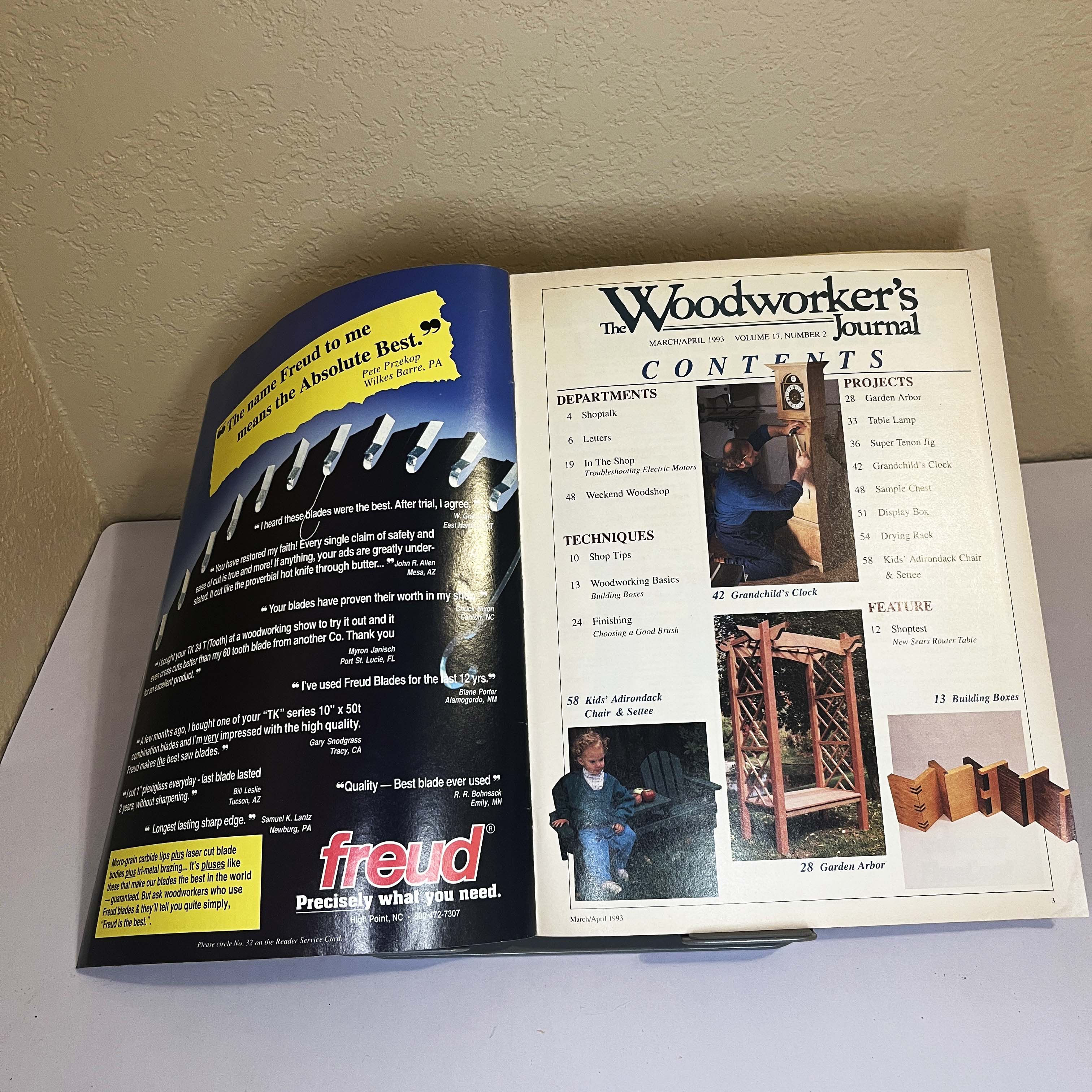 Woodworker's Journal Mag Mar/Apr 1993 Tenon Jig Cover — image 2