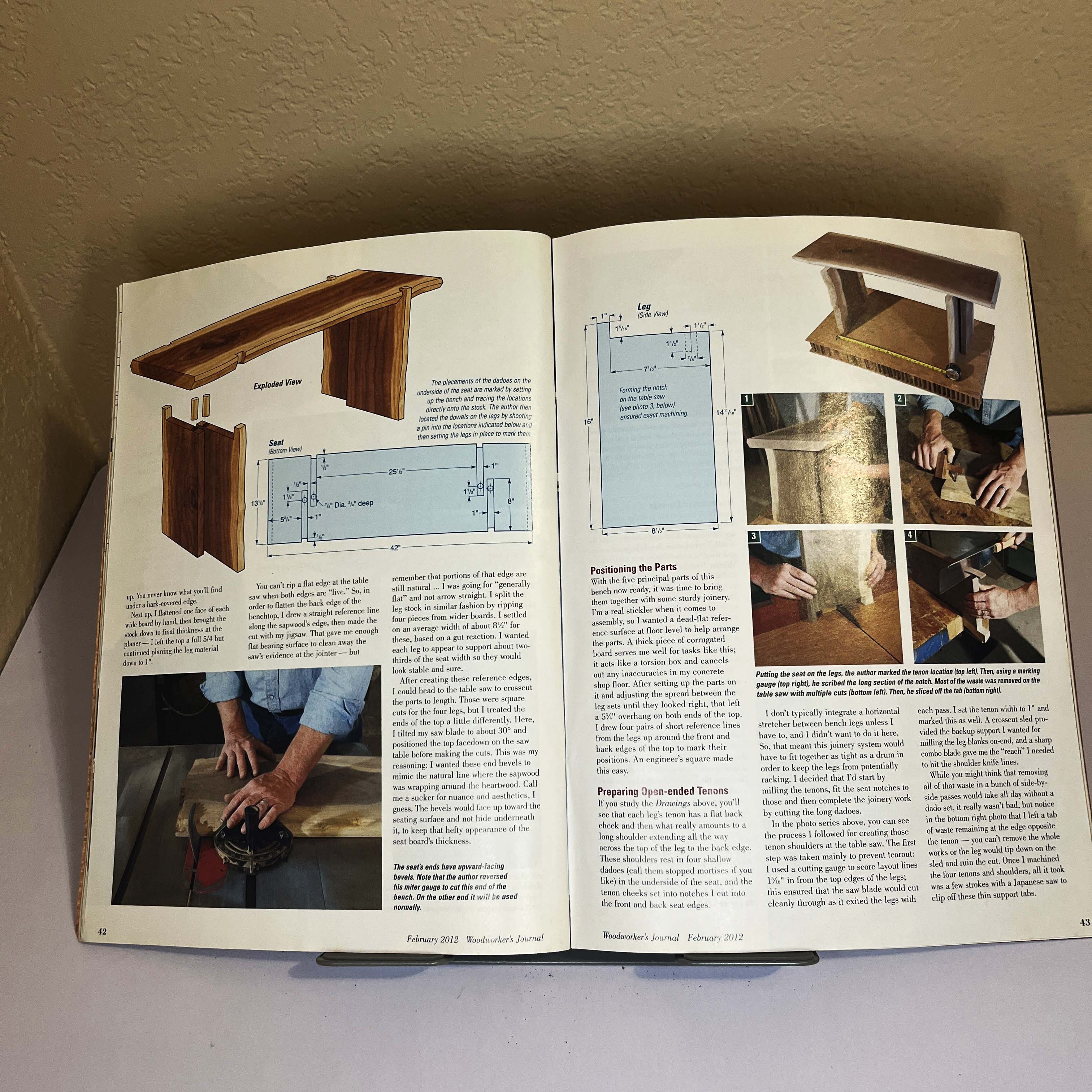 Woodworker's Journal Mag Walnut Bench Project Feb 2012 — image 4