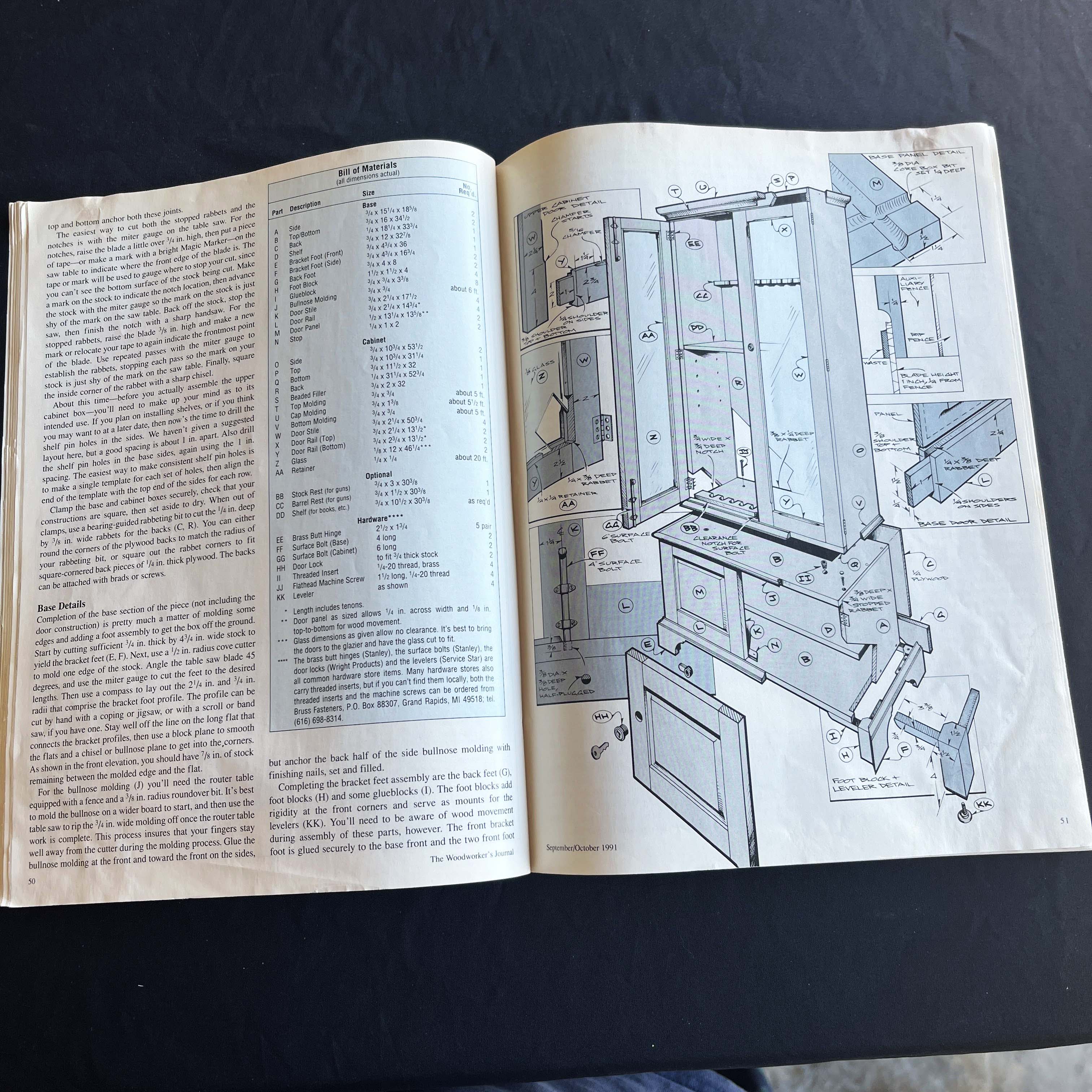 Woodworker's Journal Magazine Gun Cabinet Plans Sep/Oct 1991 — image 4