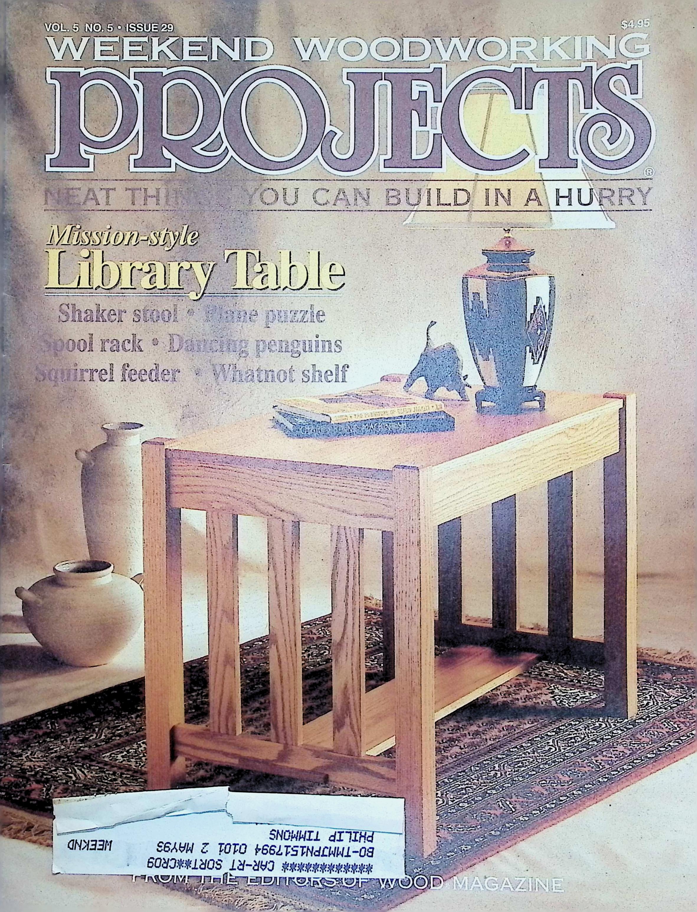 Woodworking Projects Mission-Style Library Table 1993