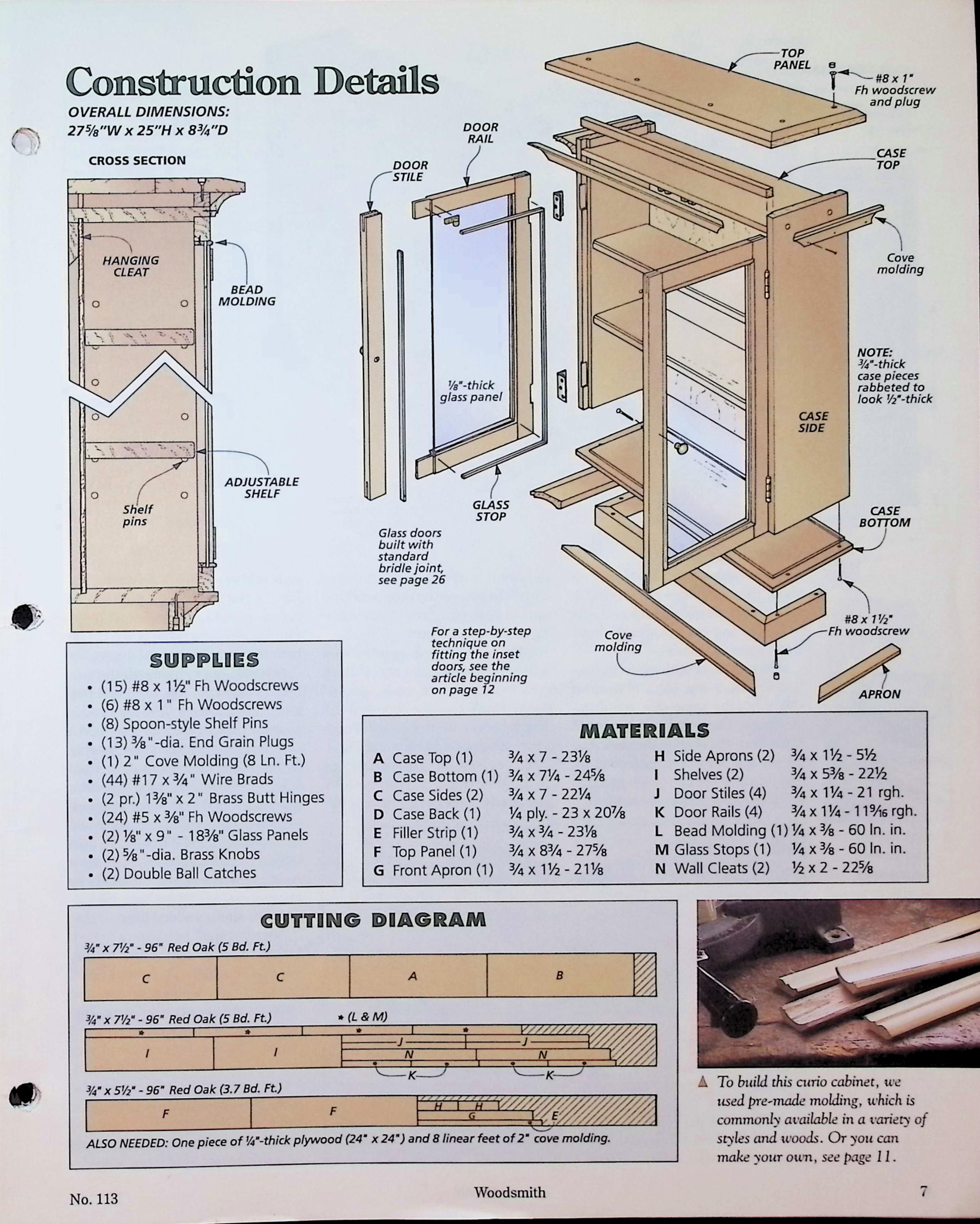 Woodsmith Magazine, Curio Cabinet Plans, No. 113, 1997 — image 2