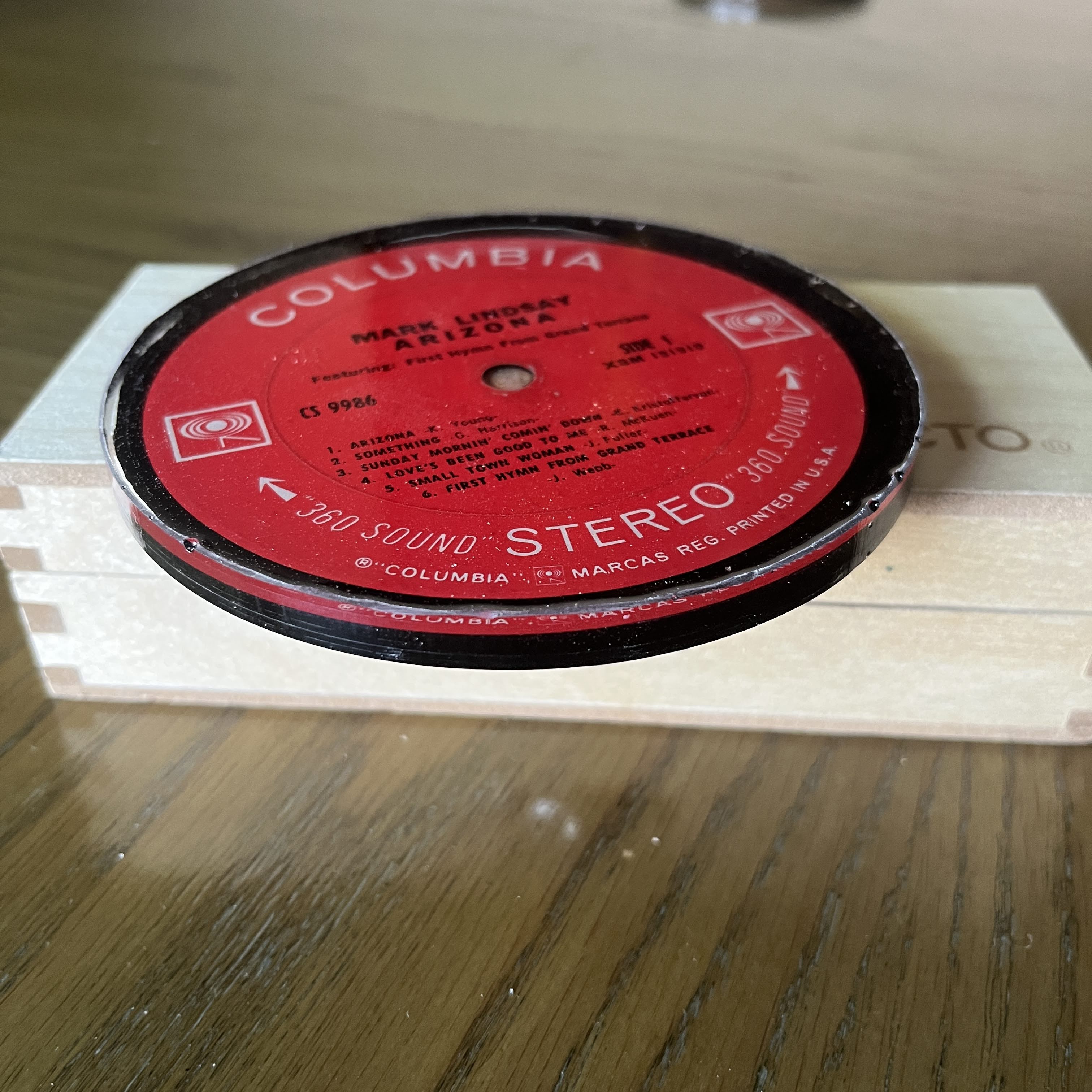 Handmade Vintage Vinyl Record Label Resin Coaster - Mark Lindsay — image 2