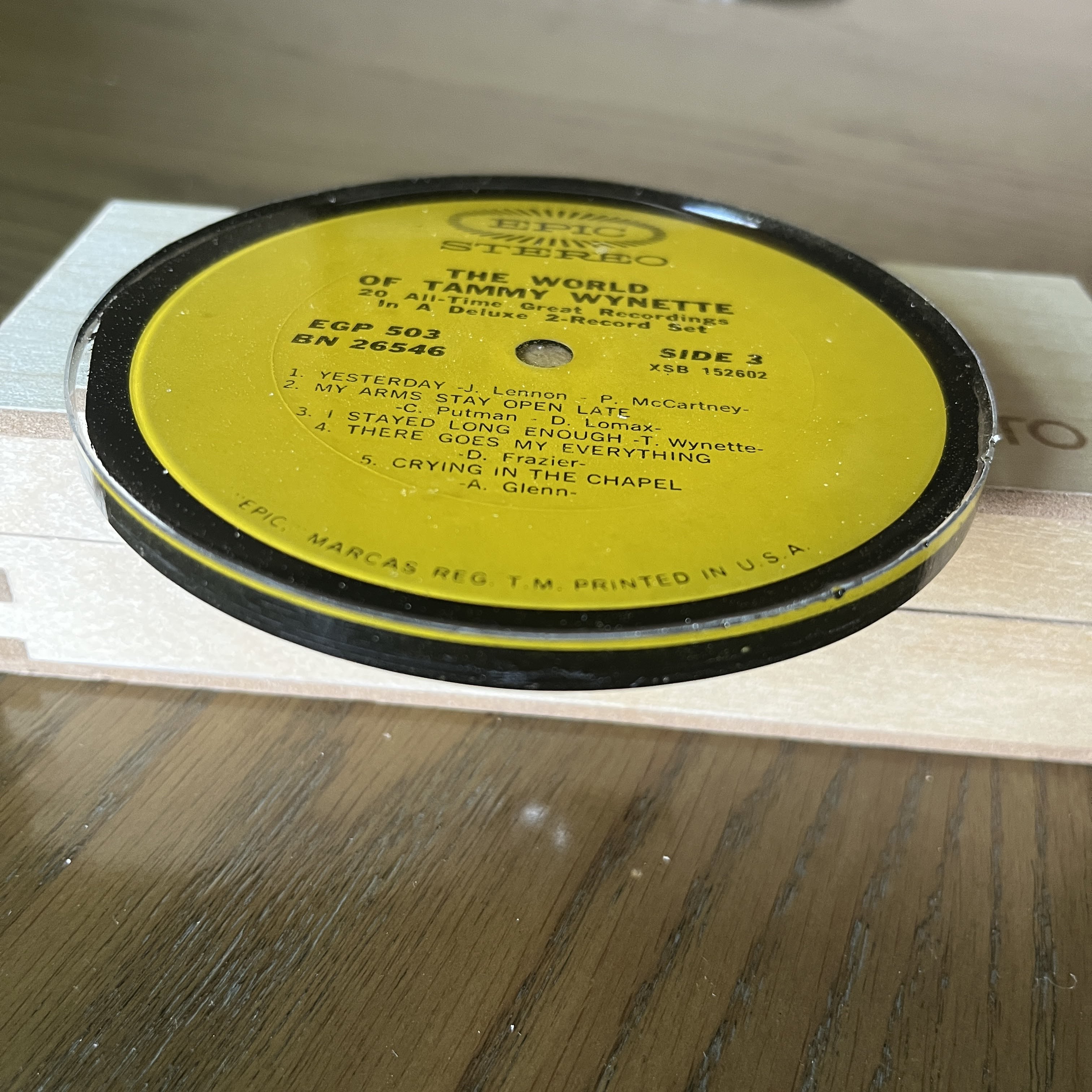Handmade Vintage Vinyl Record Label Resin Coaster - The World Of Tammy Wynette — image 2
